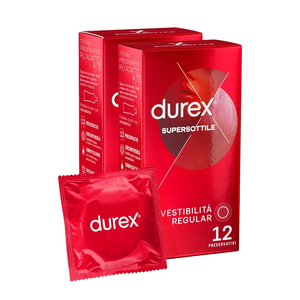 Durex SuperSottile Vestibilità Regular, 24 Preservativi