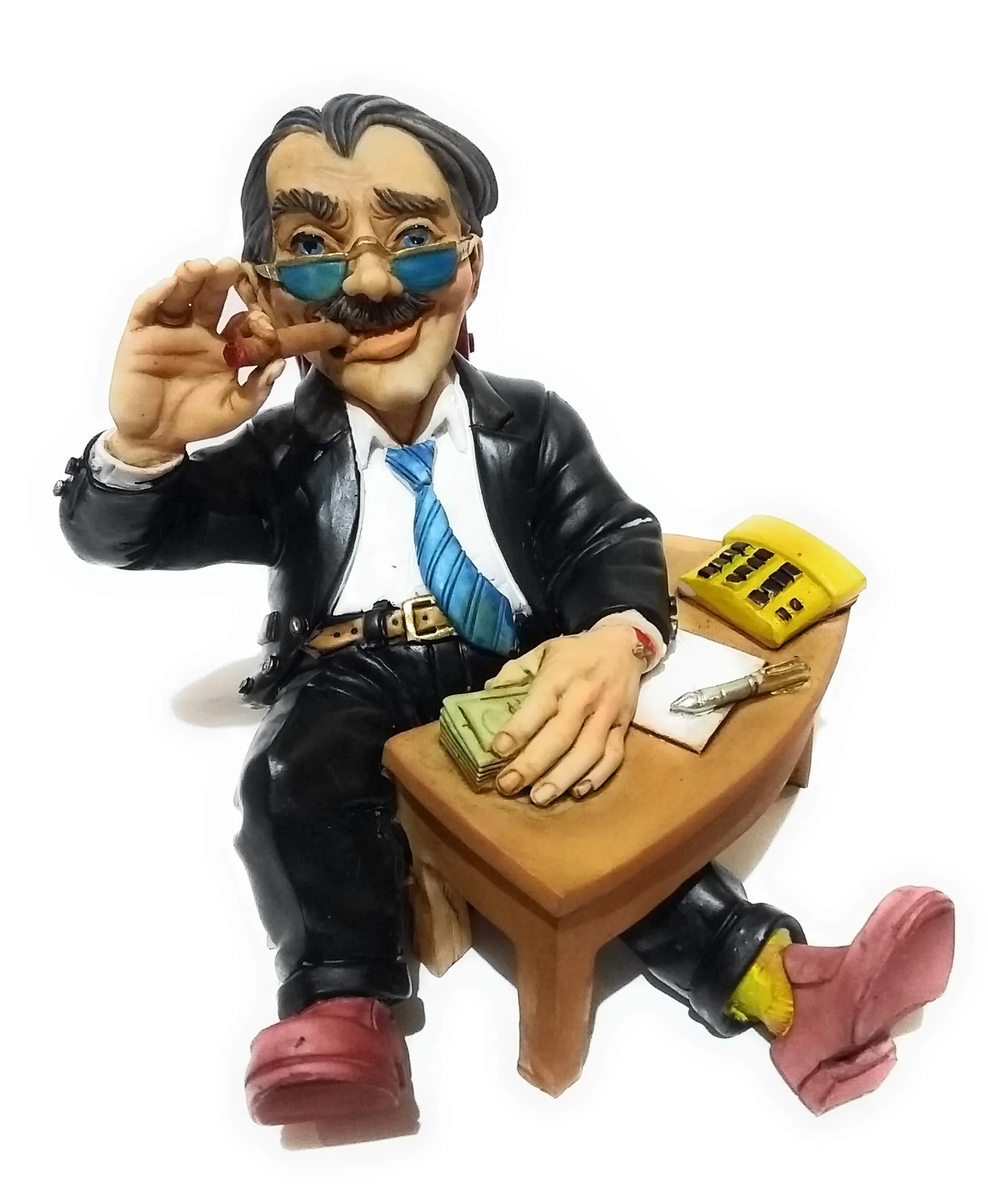 Caricatura "Il Capo" in Resina e Alabastro Dipinta a Mano