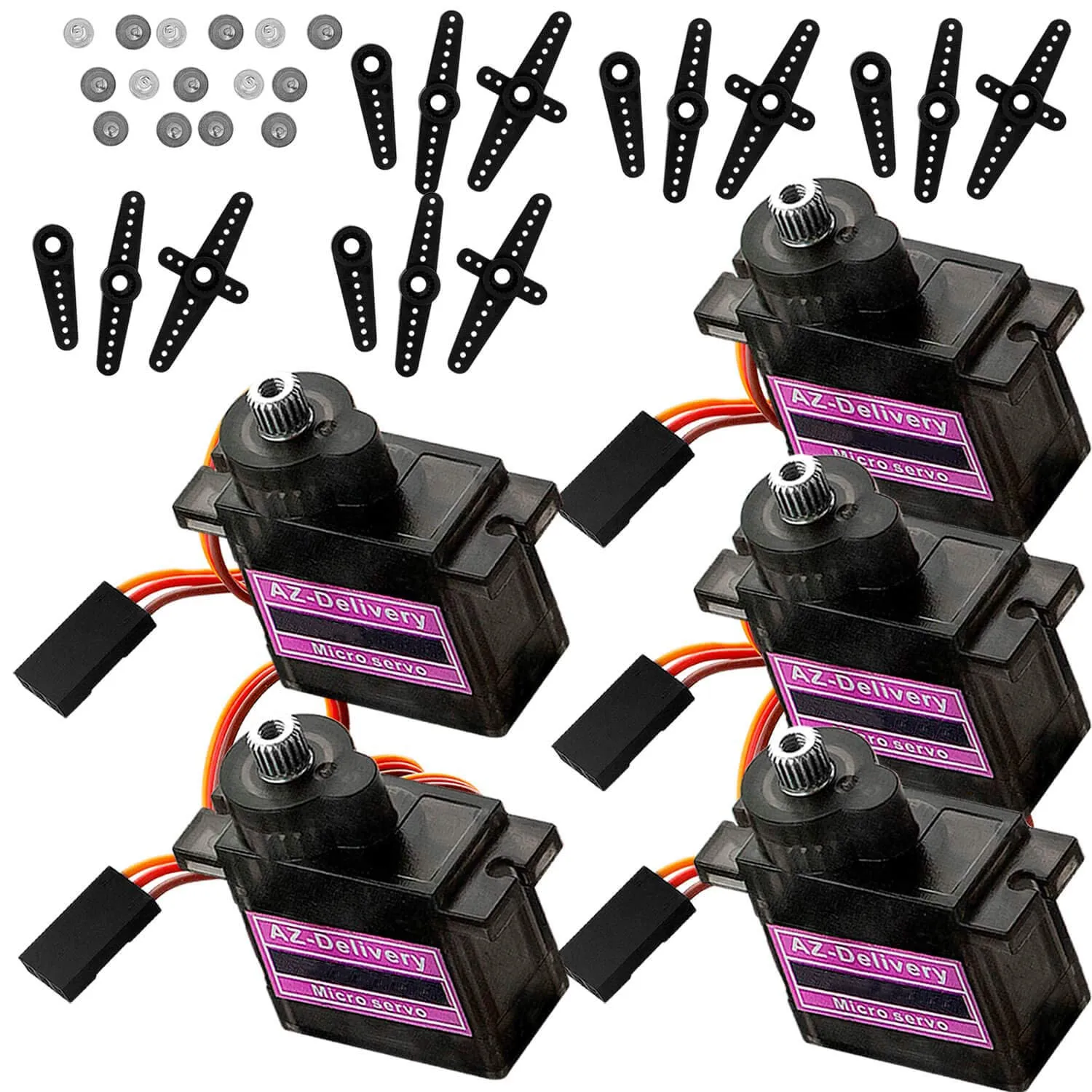 AZDelivery 3 x MG90S Servo Micro Motor Gear Servo ad Alta Velocità
