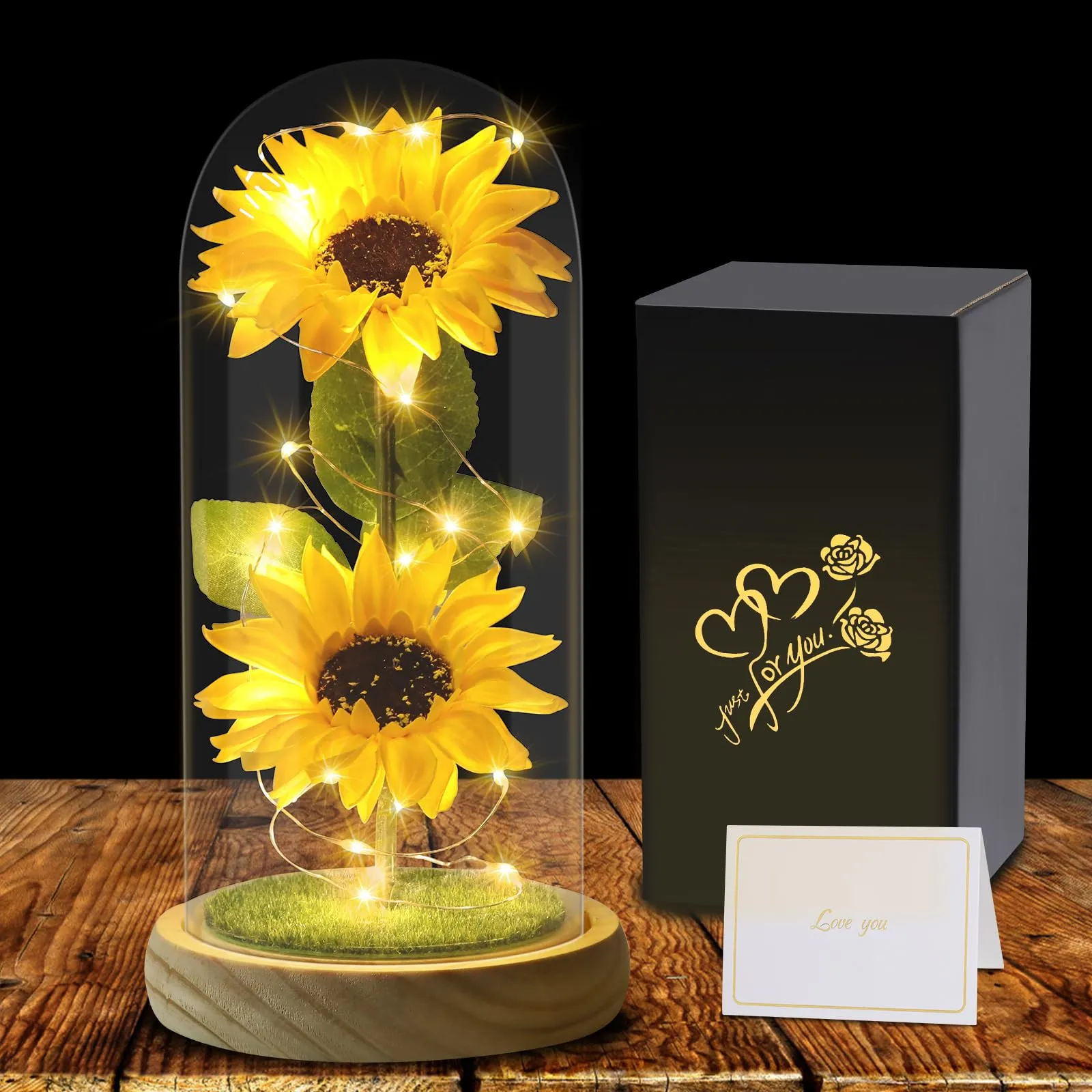 Girasole Artificiale in Cupola di Vetro - Regalo per Donna
