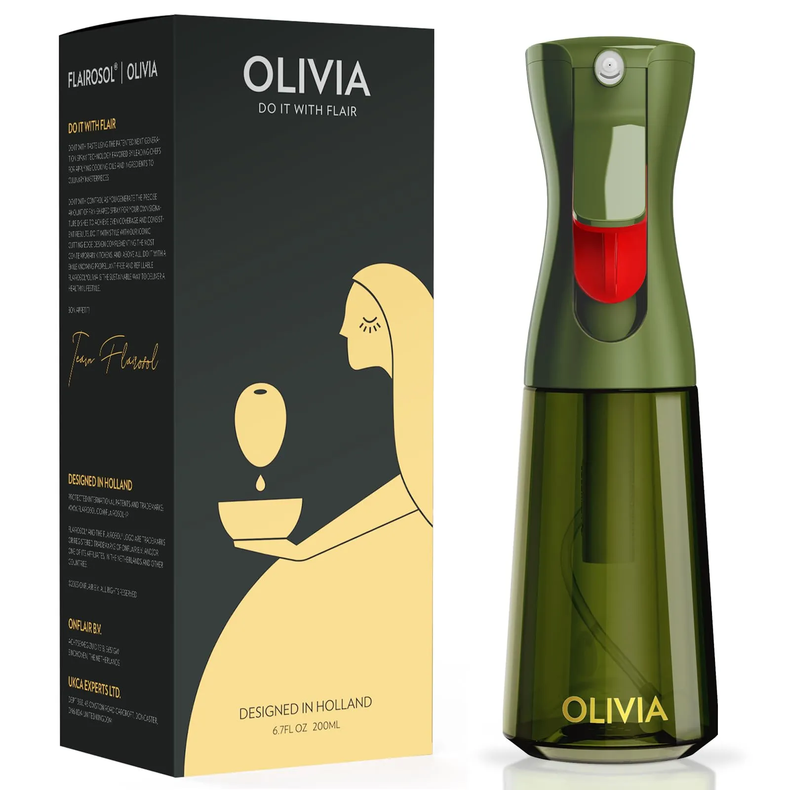 FLAIROSOL OLIVIA 200ml Spruzzatore di Olio in Vetro Verde