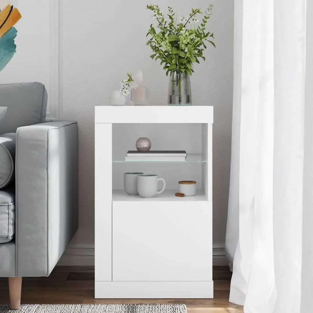 vidaXL Armadietto con Luci LED Bianco in Legno Multistrato