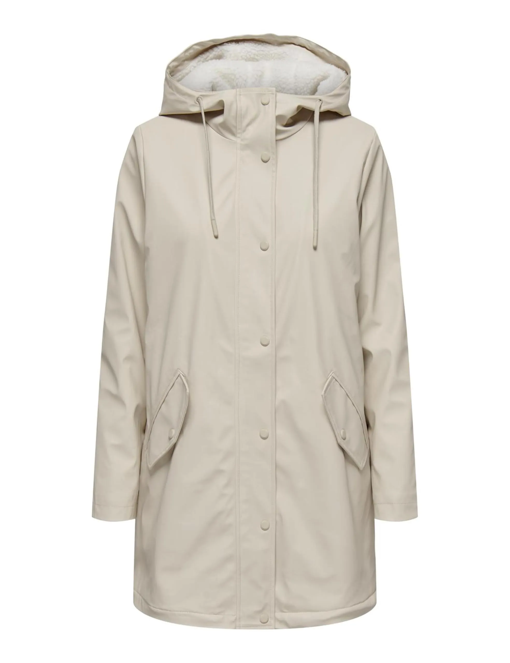 ONLY Onlsally Raincoat OTW Noos: Giacca Impermeabile da Donna - Farina d'Avena/Orsacchiotto Bianco