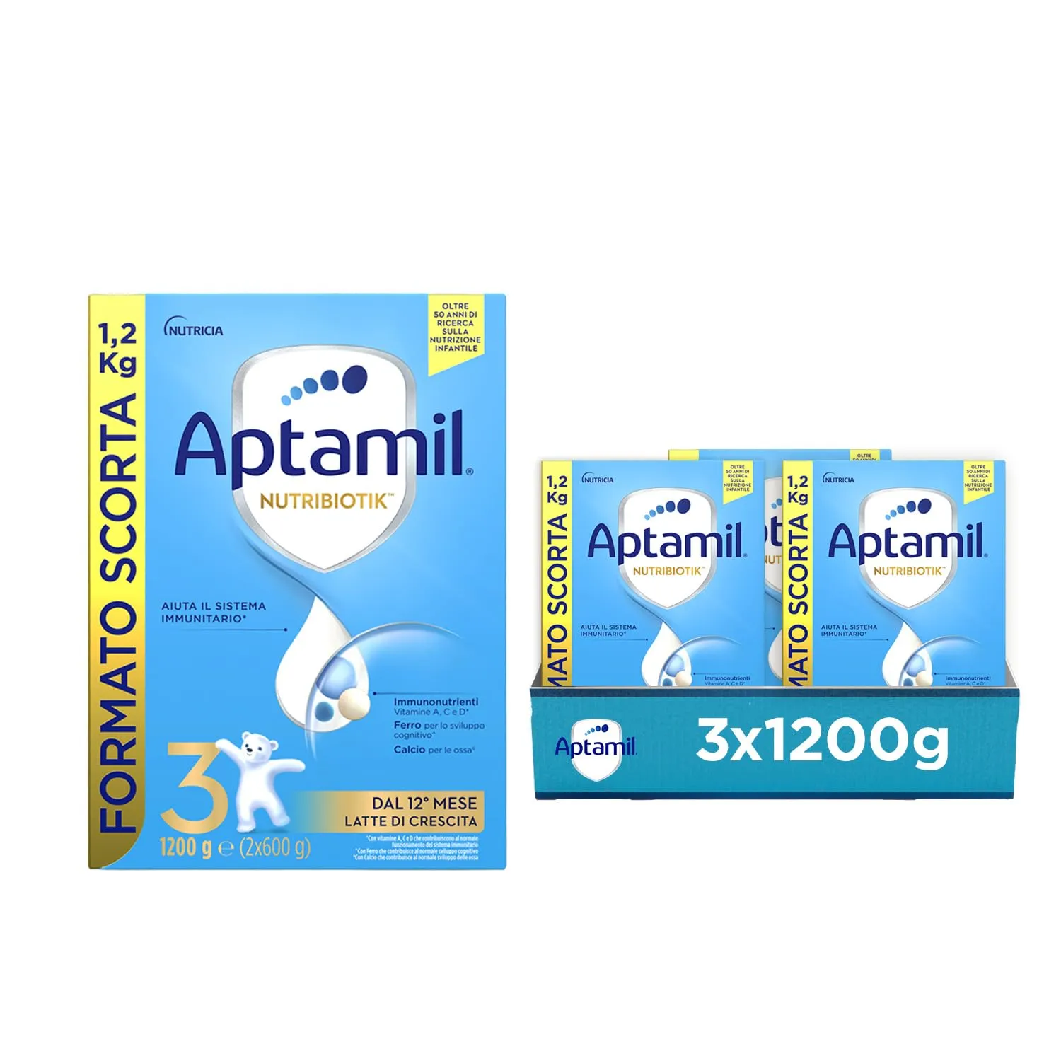 Aptamil 3 Latte di Crescita in Polvere - 3600g (3x1200g)