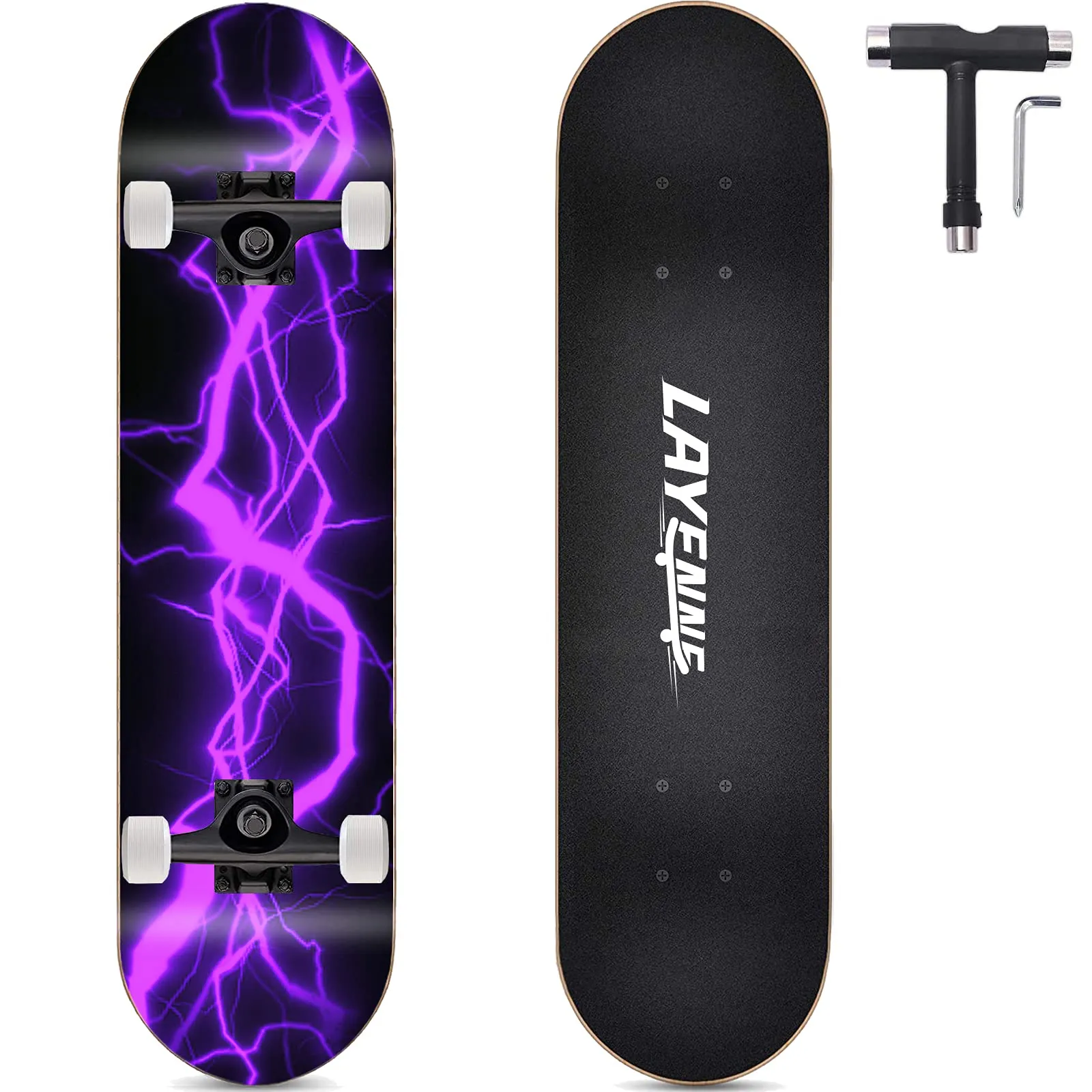 Skateboard Completo Professionale LAYENNE - Purple Lightning