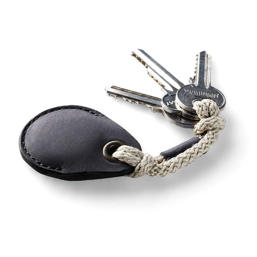 Portachiavi in Pelle per AirTag - Carbon Black - Pelle Conciata al Vegetale