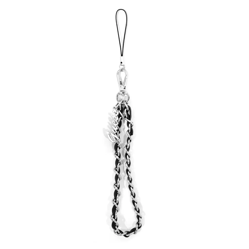 Guess Gustsassk Phone Strap Black Chain Metal Logo Charm