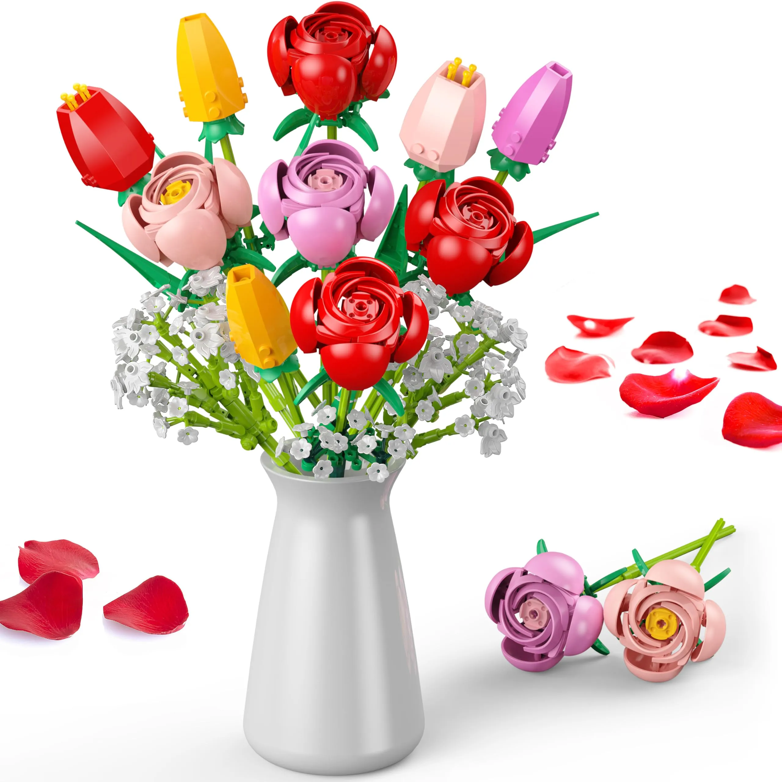 Kit di Costruzione di Fiori - 12 Mazzi di Tulipani Rosa