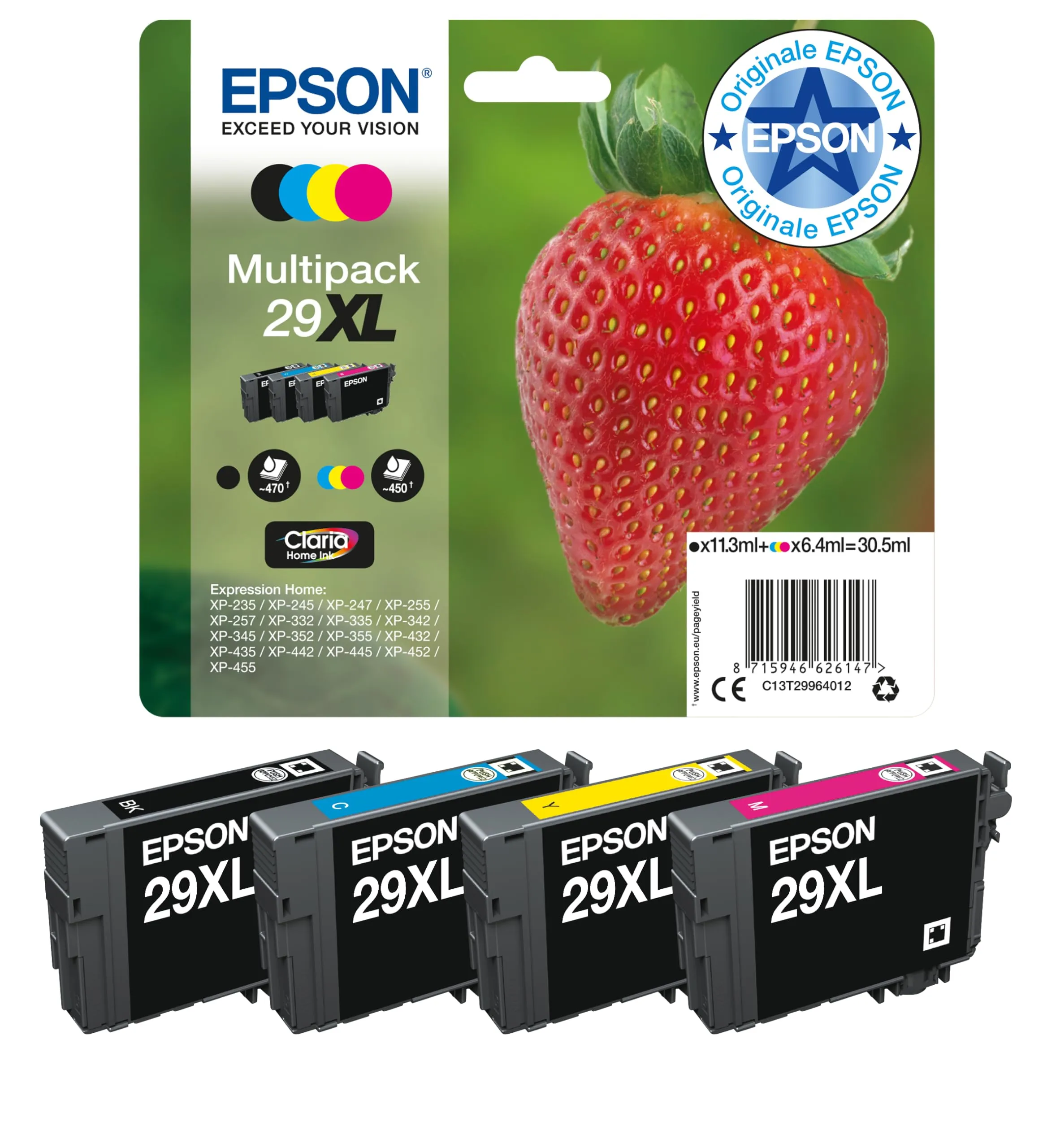 Cartucce Epson Claria Home 29XL Serie Fragole - Multipack 4 Colori