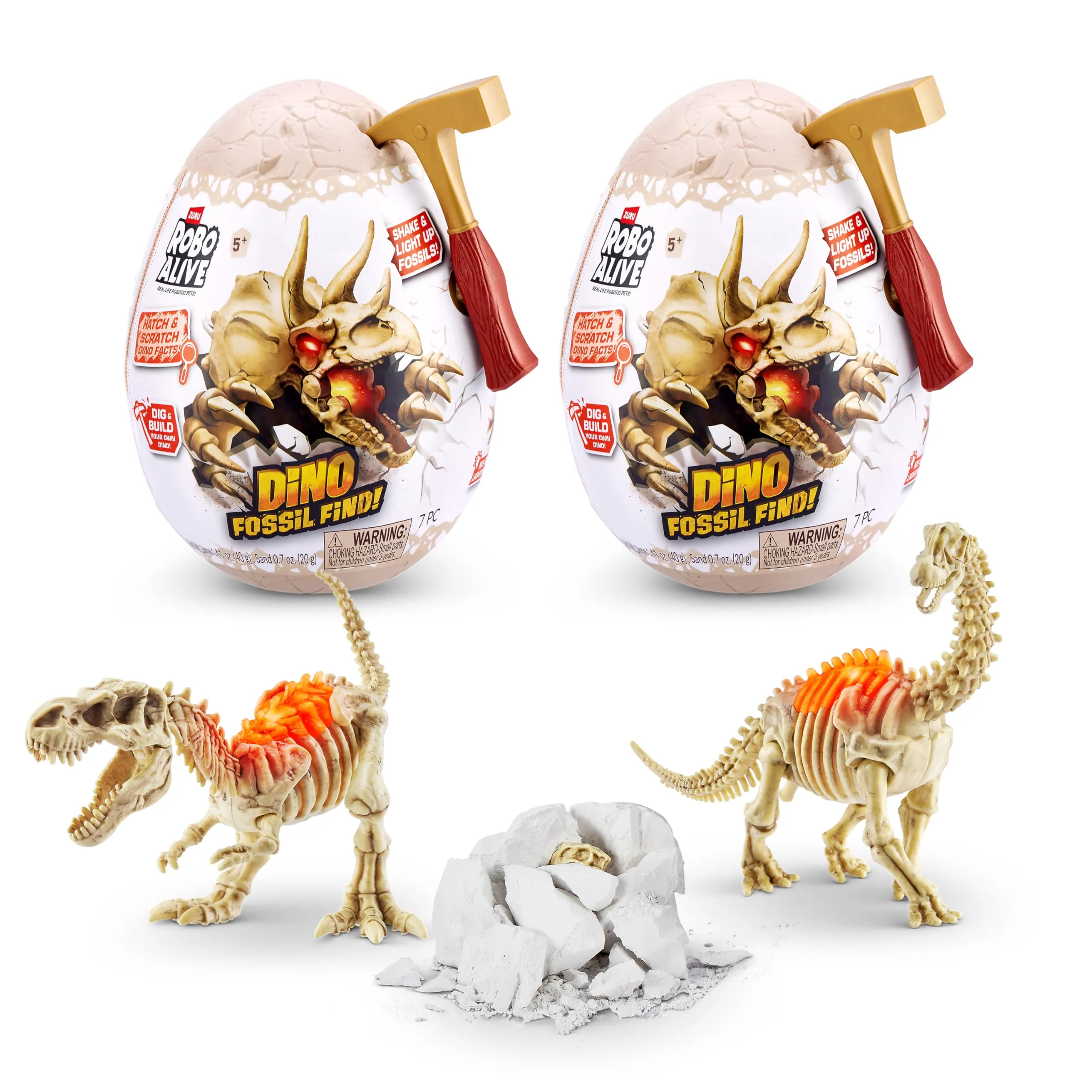 ROBO ALIVE Mini Dino Fossil Find - Kit di Scavo Dinosauri (Confezione da 2)