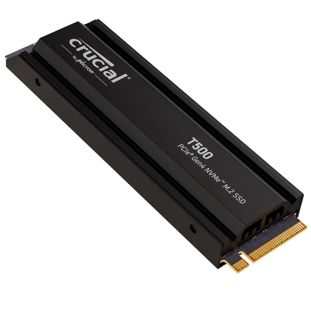 Crucial T500 SSD 2TB PCIe Gen4 NVMe M.2 PS5 SSD Interno Gaming con Dissipatore, Fino a 7400 MB/s, Compatibile PlayStation 5, TLC NAND, Notebook e PC Desktop - CT2000T500SSD5