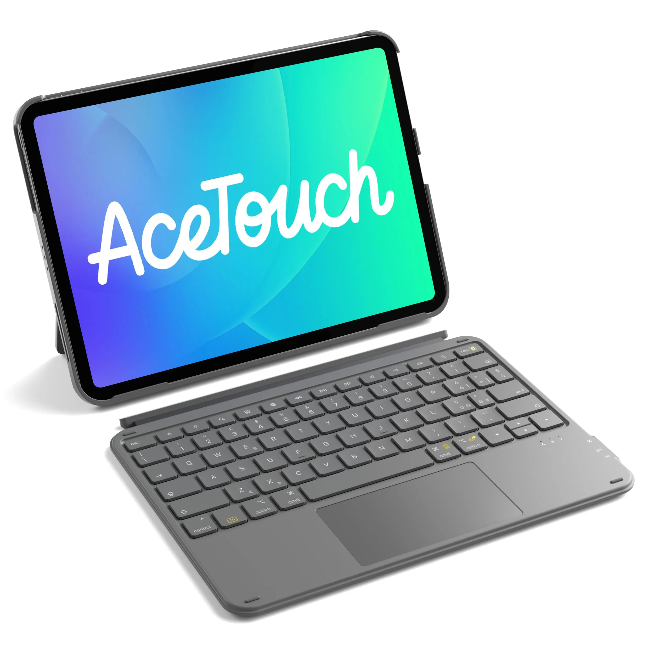 Inateck Custodia Tastiera per iPad 11a/10a Gen, Air 11" M3/M2, Pro 11 4a-1a, Grigio AceTouch