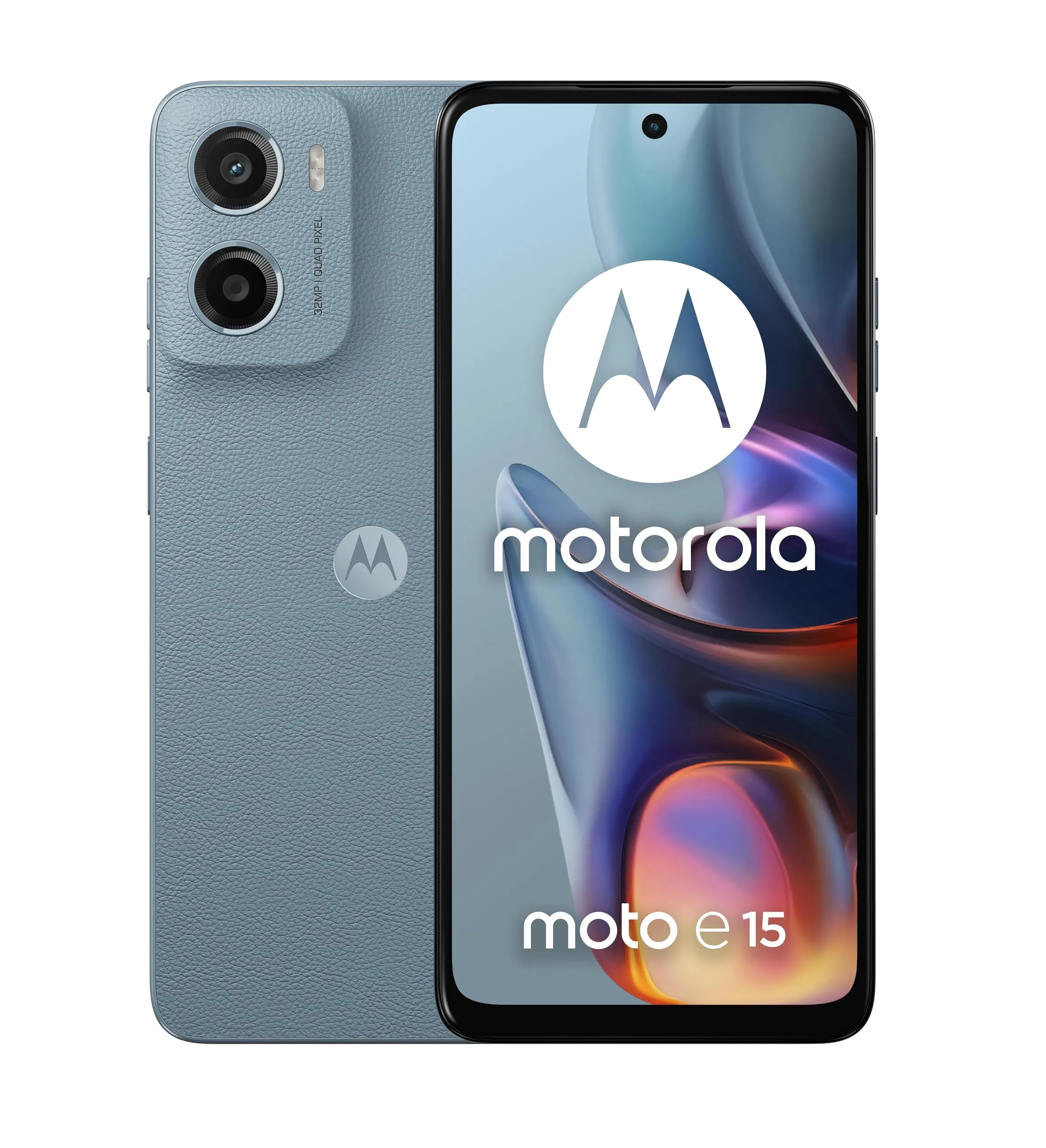 Motorola Moto E15 Misty Blue (2/64GB) - Display HD+ 90Hz, Fotocamera 32MP, Batteria 5200mAh