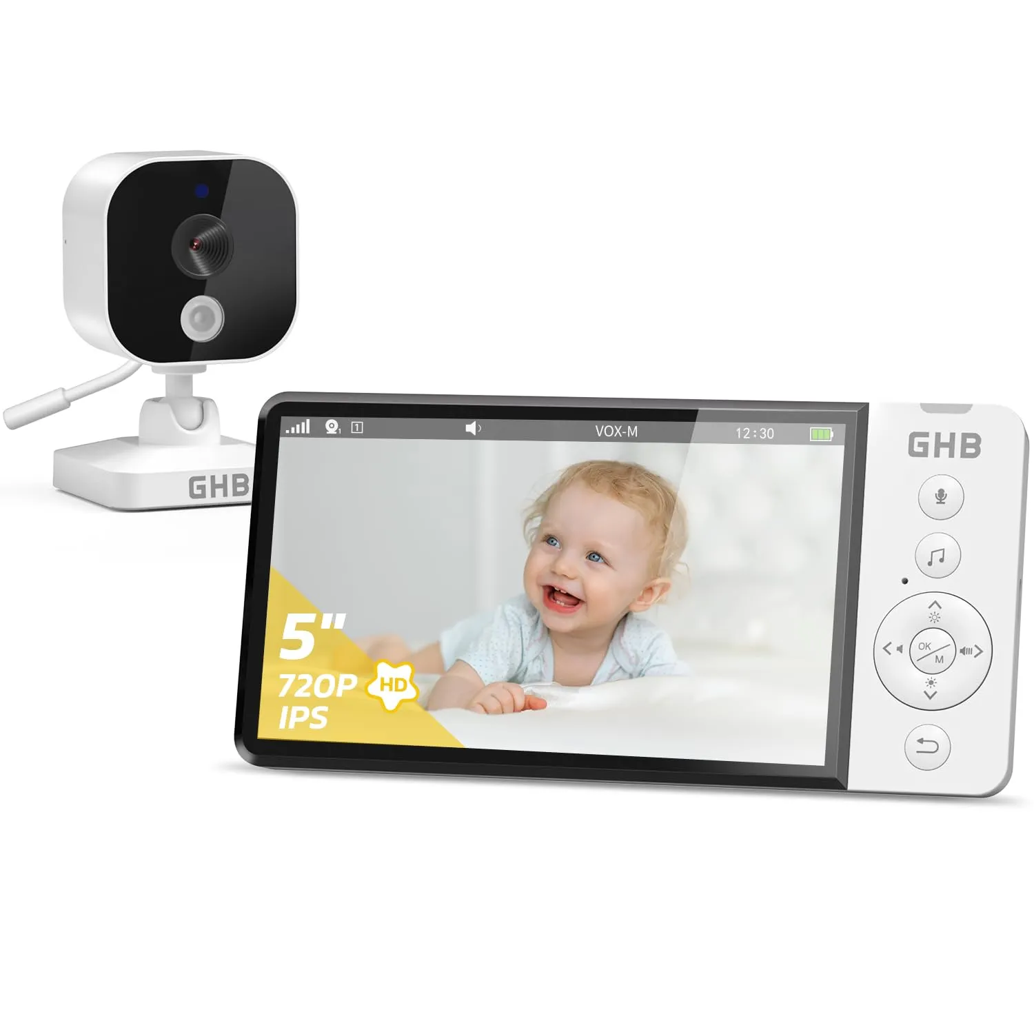 GHB Baby Monitor Video e Audio 5" 720P HD