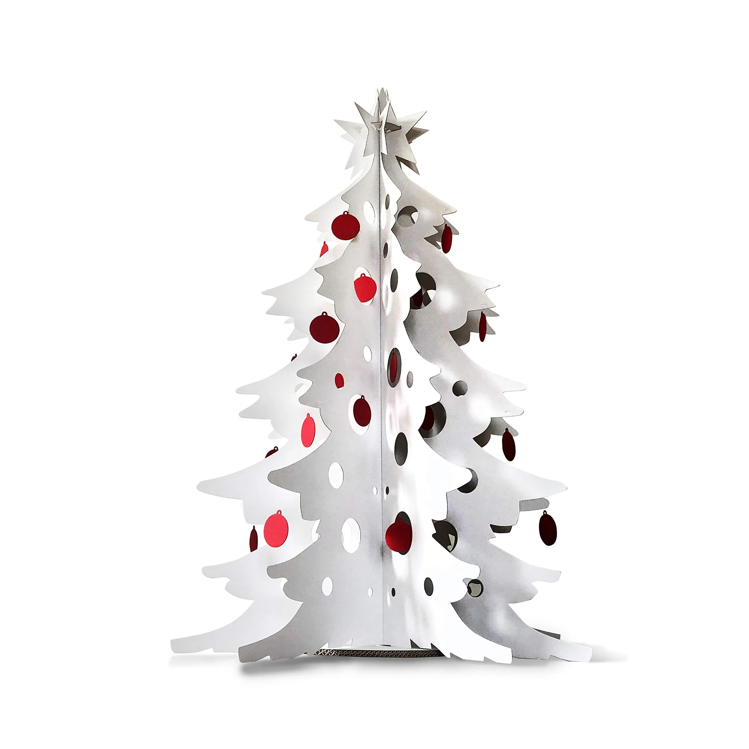 Albero di Natale in Cartone con Decorazioni