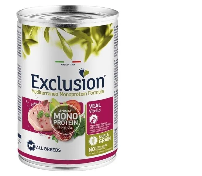 Exclusion Monoproteico All Breeds Adult Umido Vitello - 6 Lattine da 400g