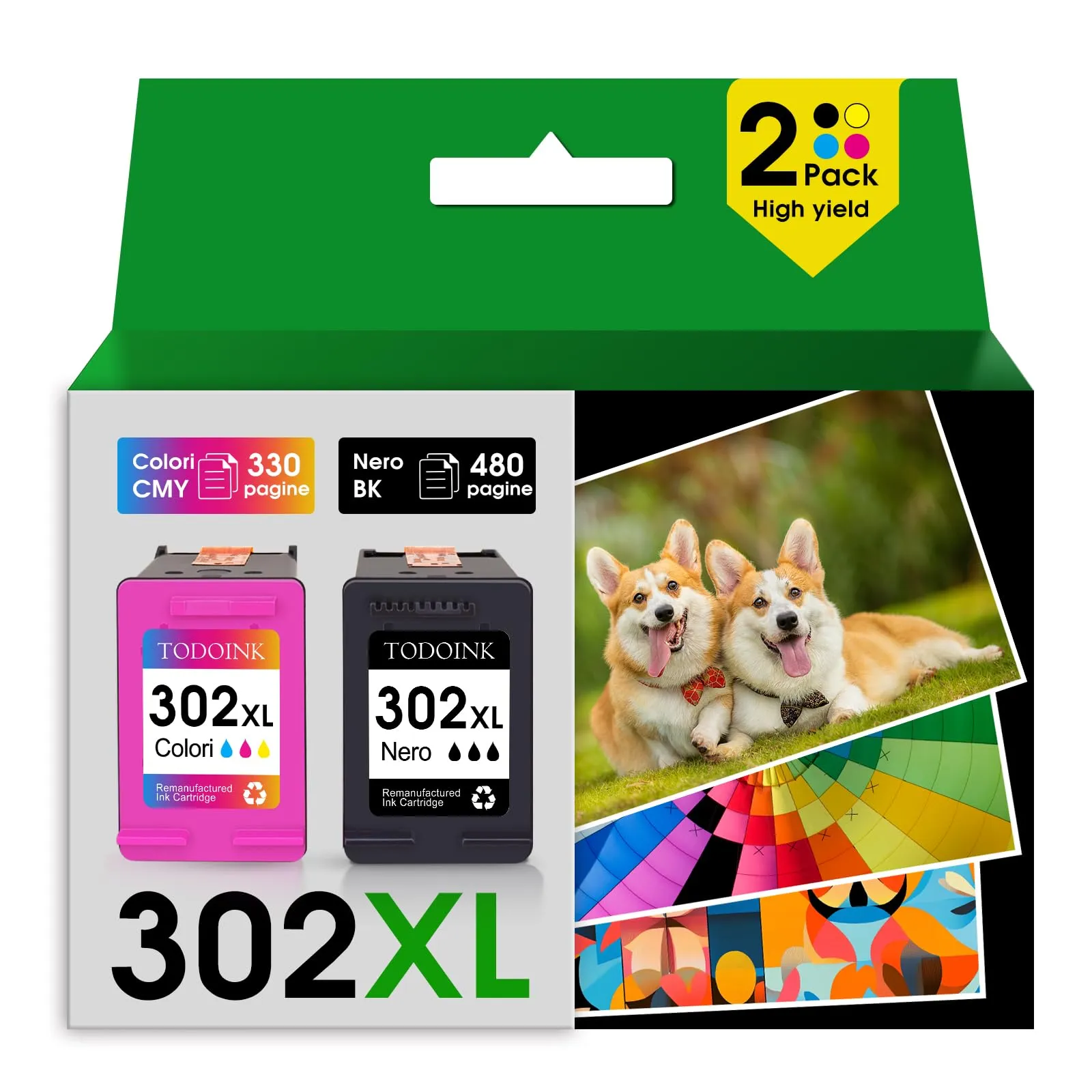 TODOINK 302XL Cartucce d'Inchiostro Nero e Colore, Compatibili con HP Envy e DeskJet