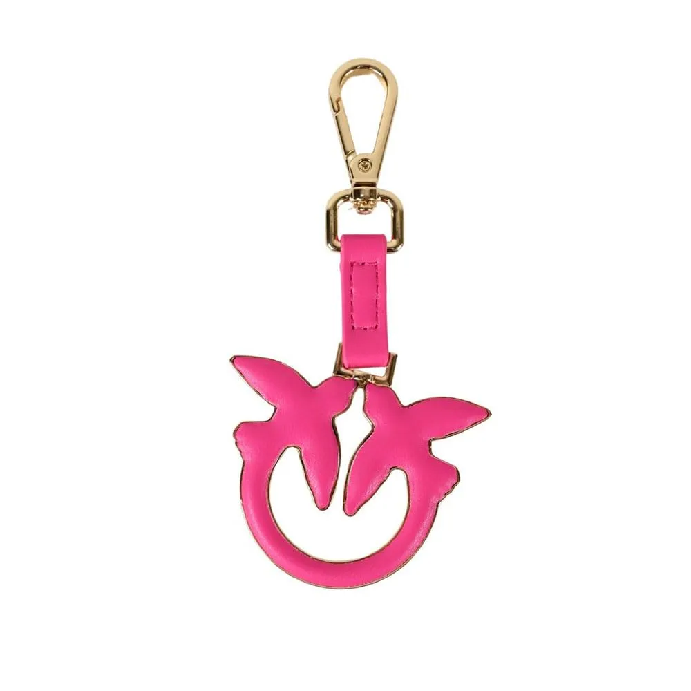 Portachiavi Pinko BIRDS KEYCHAIN PELLE + LOGO rosa