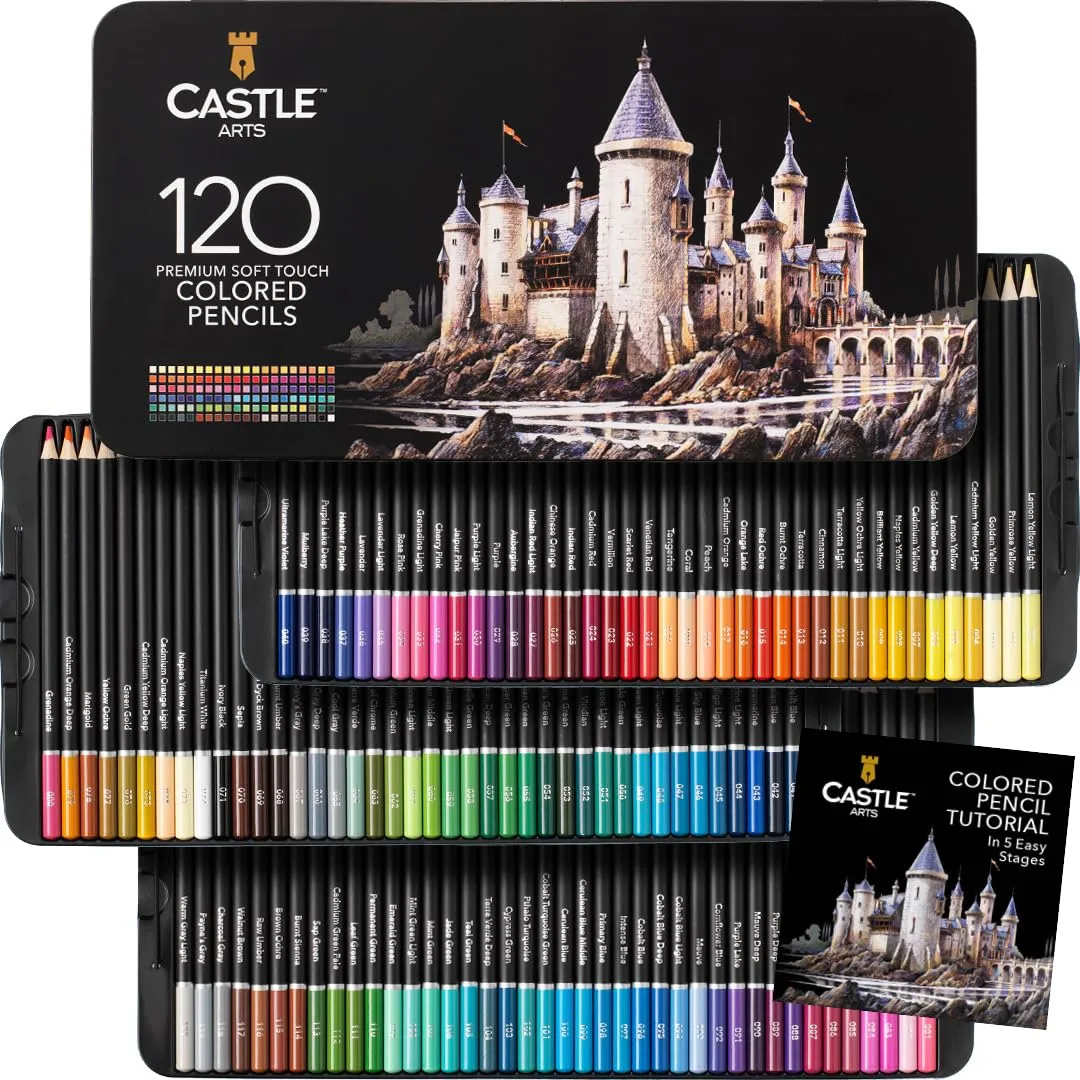 Castle Art Supplies Set di 120 Matite Colorate - Gamma Completa per Artisti