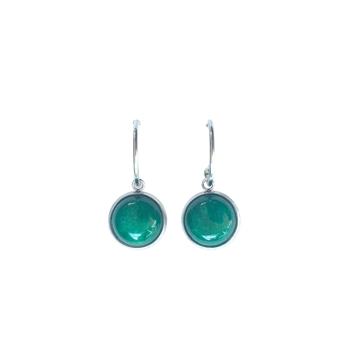 Orecchini a Cerchio in Pietra Naturale da Donna - Orecchini Pendenti in Acciaio Inossidabile - Amuleto di Protezione in Pietra Naturale Curativa - Idea Regalo Ideale (Giada verde)