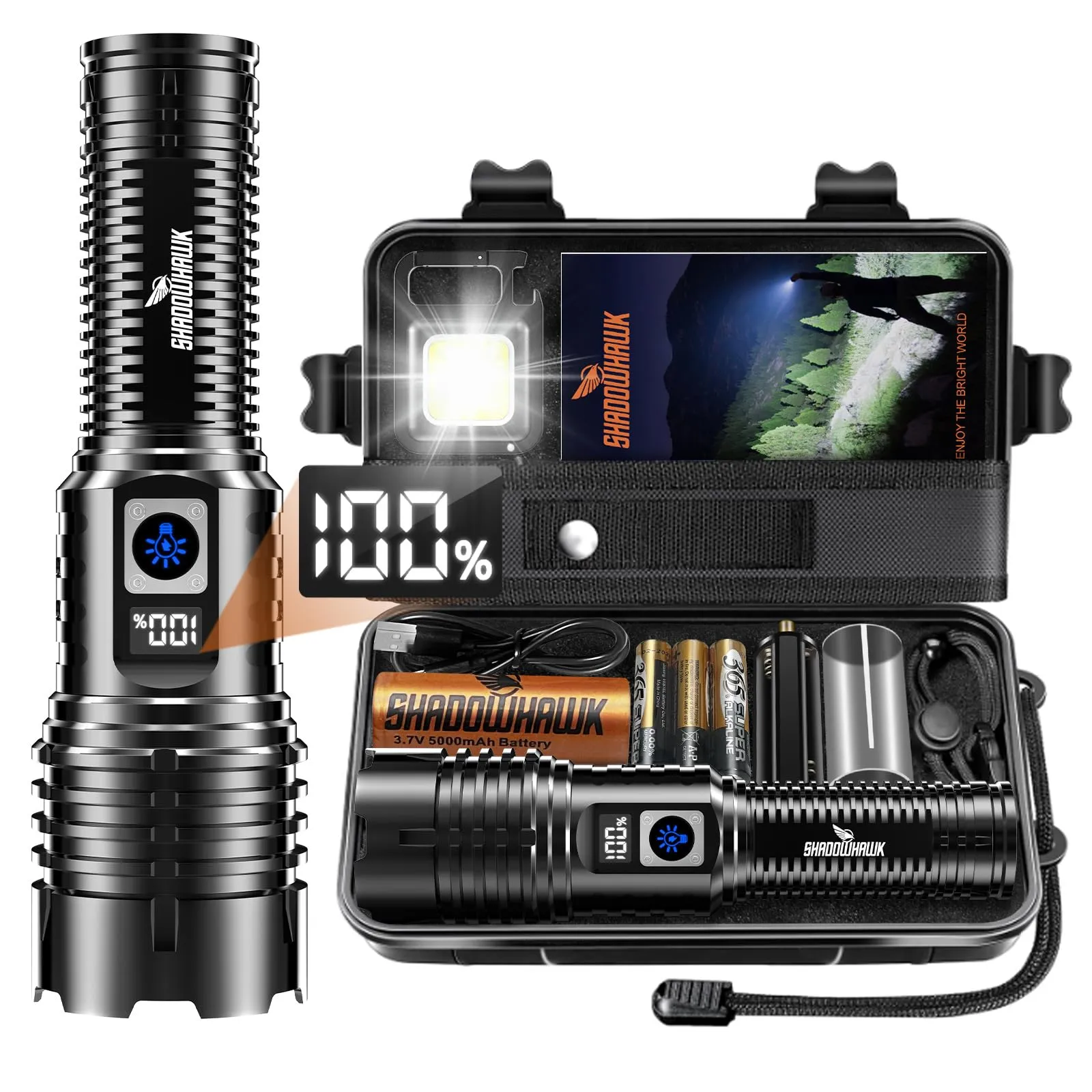 Shadowhawk Torcia LED Ricaricabile USB 500000 Lumen