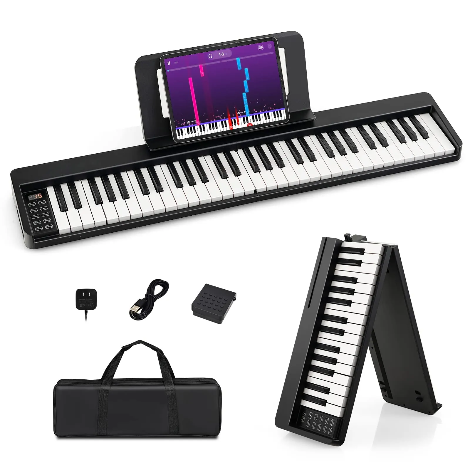 Pianoforte Digitale Pieghevole COSTWAY 61 Tasti con Bluetooth e Accessori