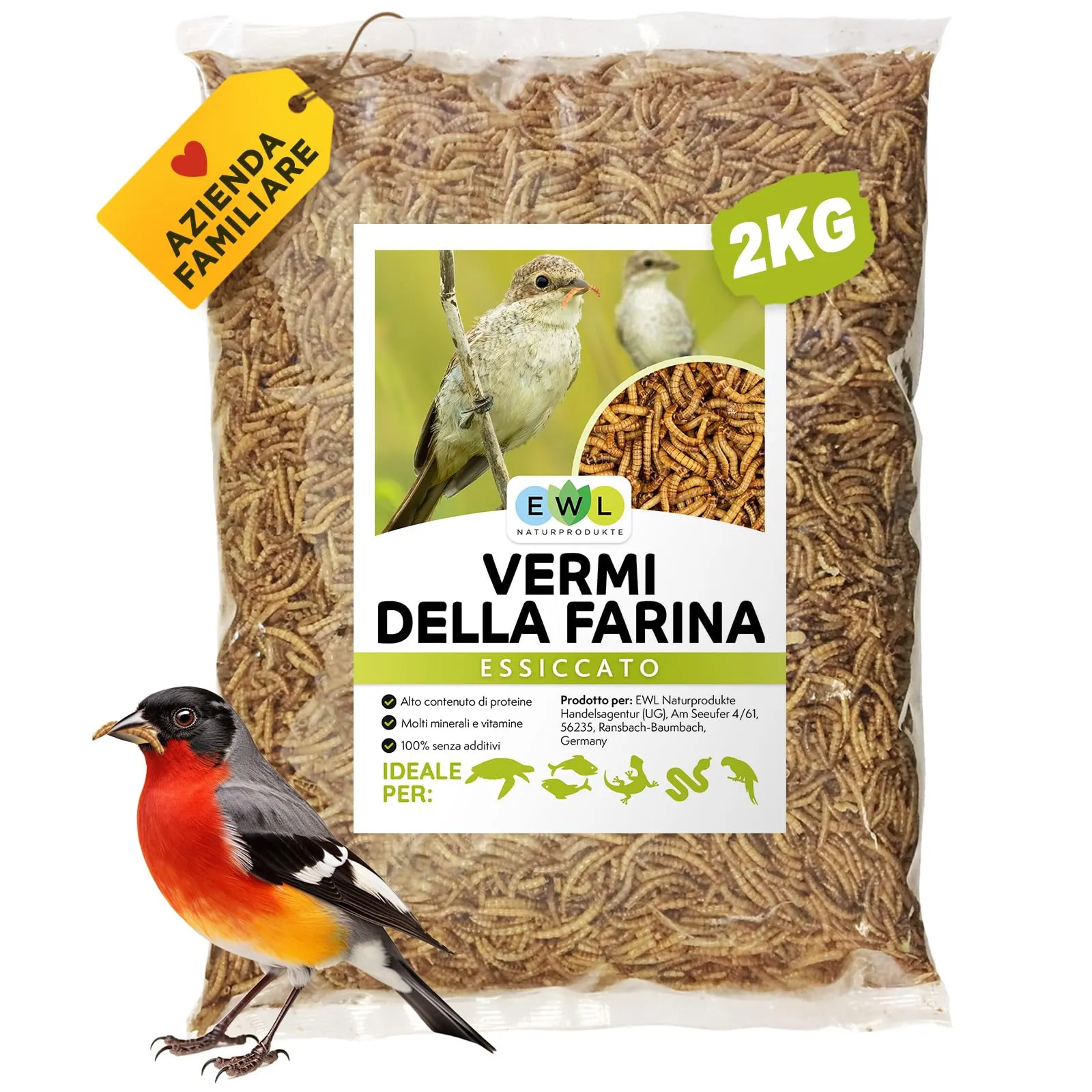 EWL Naturprodukte Vermi della Farina Essiccati, 2kg