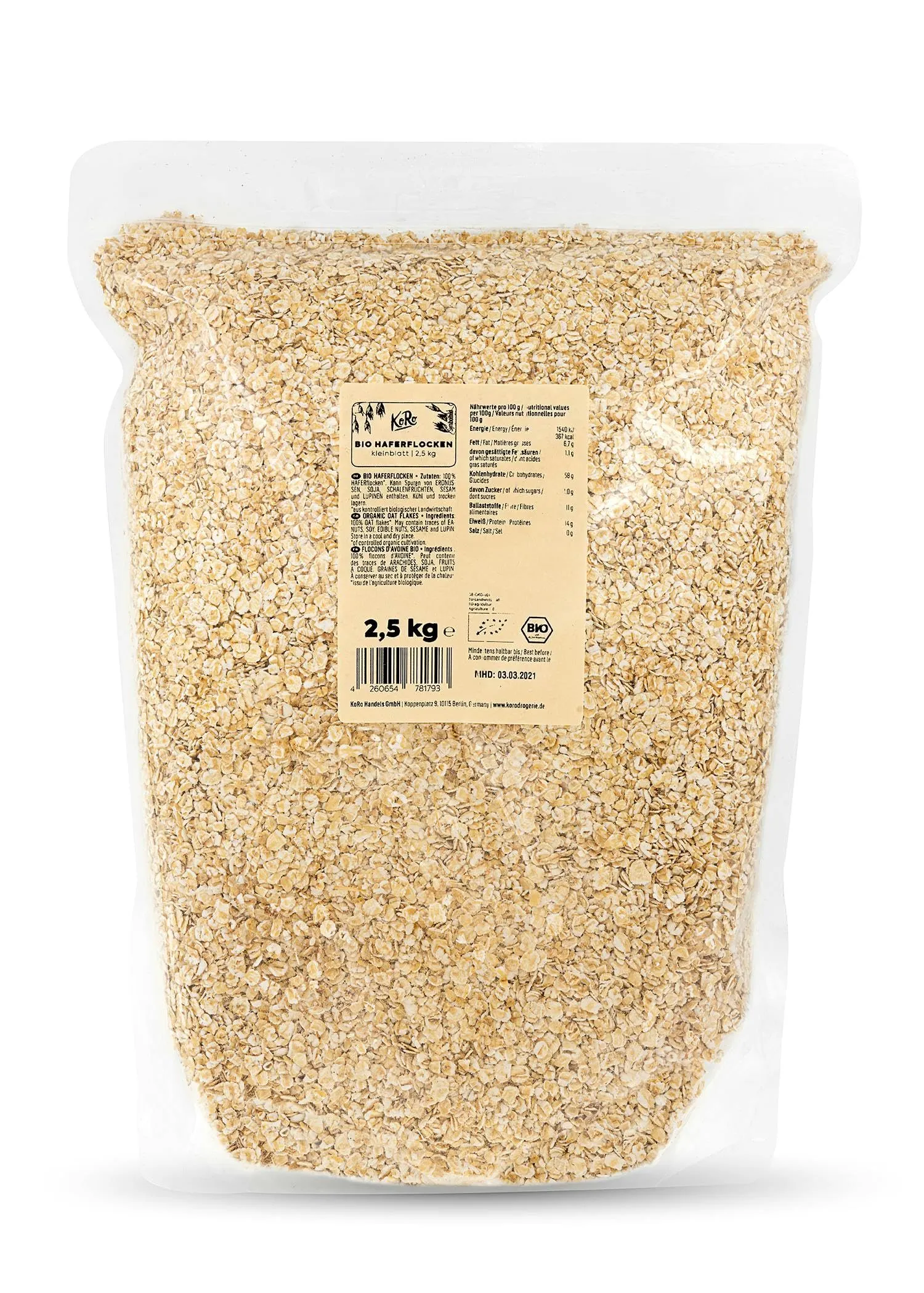 KoRo - Fiocchi d'avena piccoli bio - 4 x 2,5 kg