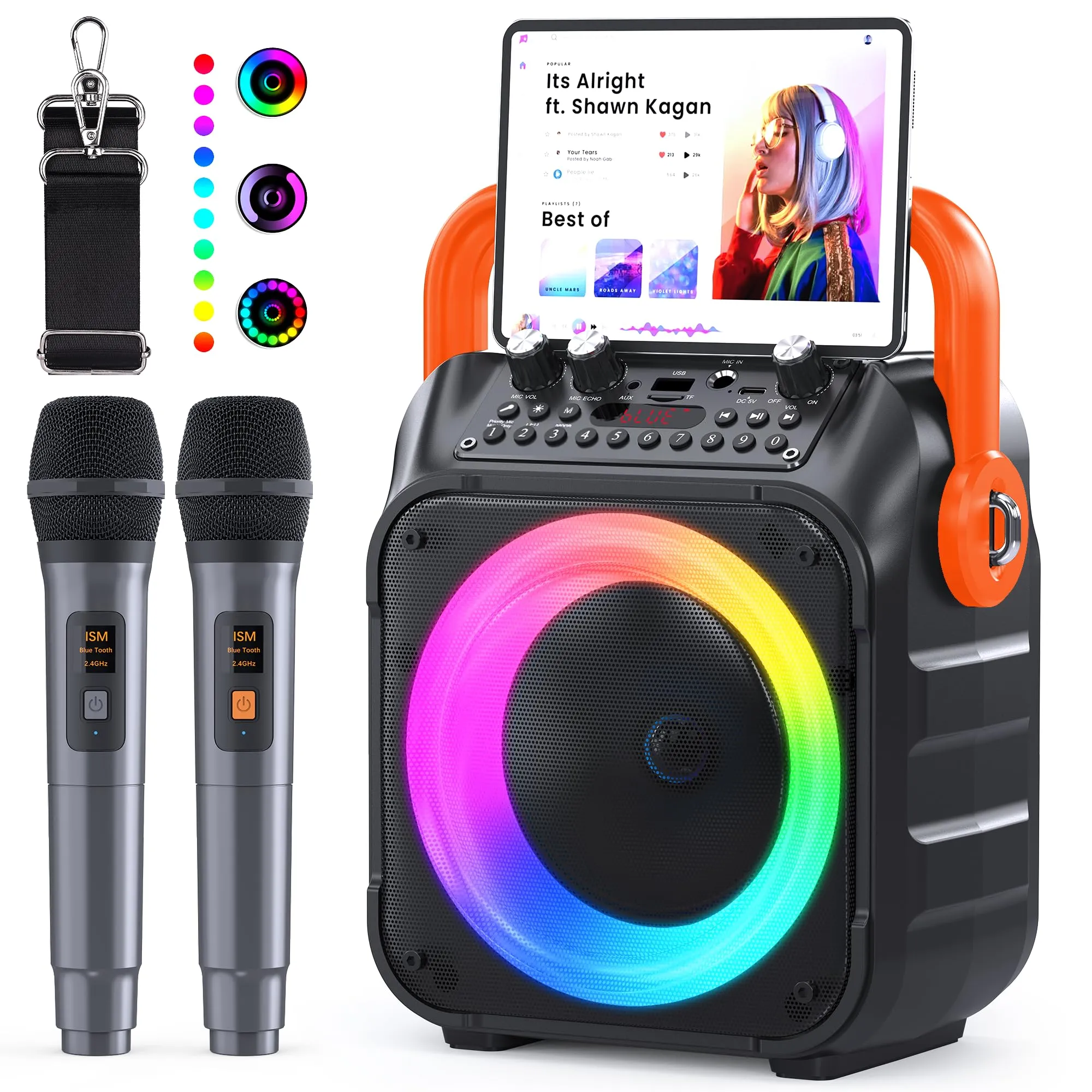 Ankuka Karaoke Professionale con 2 Microfoni Wireless e Sistema PA Portatile