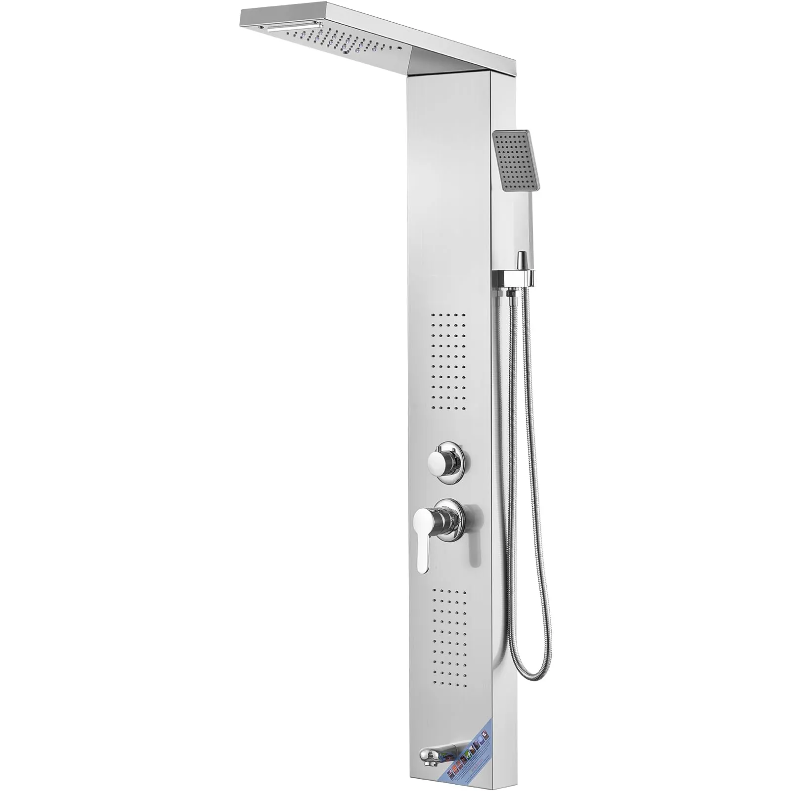 VEVOR Sistema Pannello Doccia con 5 Modalità LED, Torre Doccia Multifunzione in Acciaio Inox