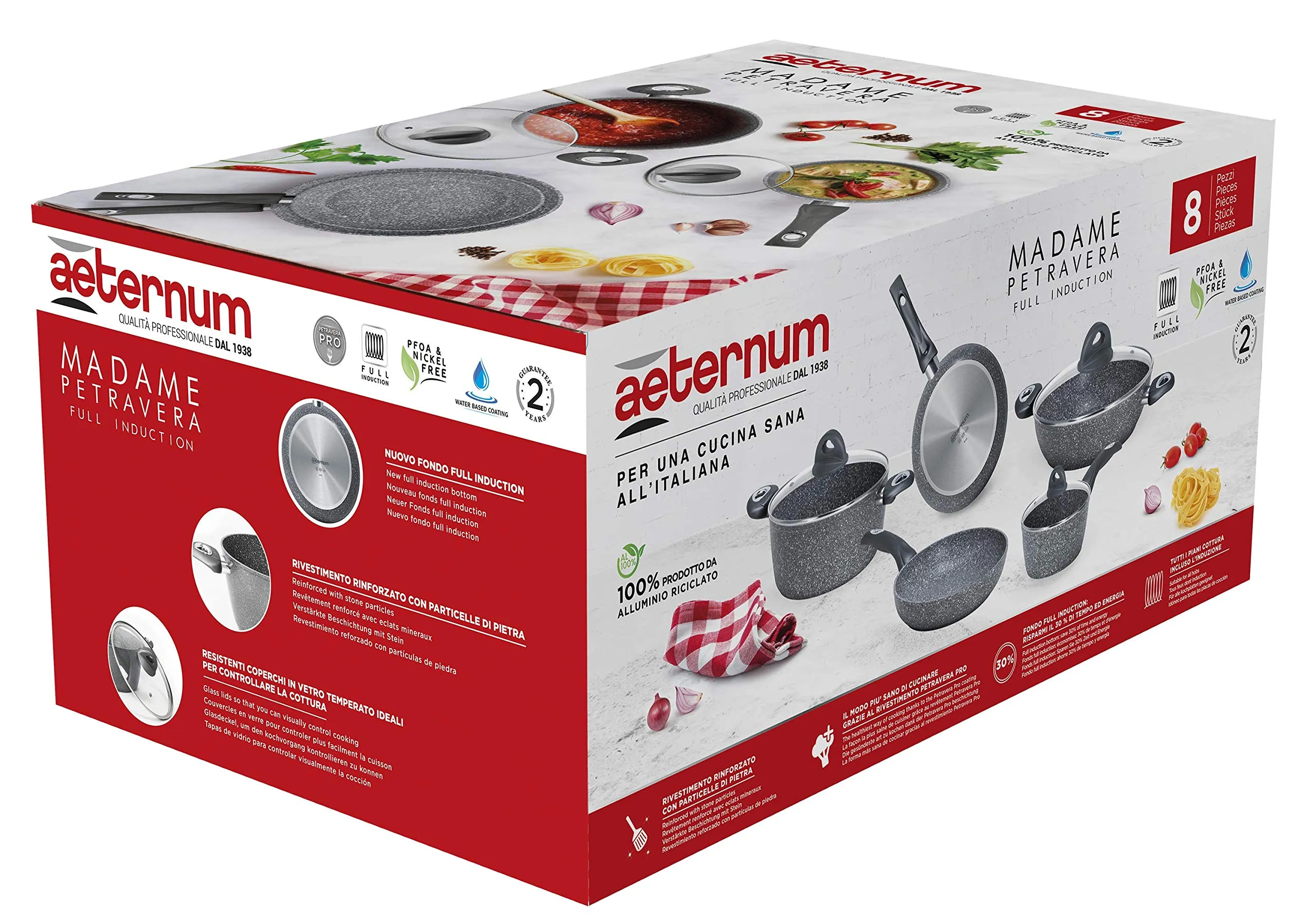 Aeternum Madame Petravera 3.0 Batteria di Pentole 8 Pezzi per Induzione