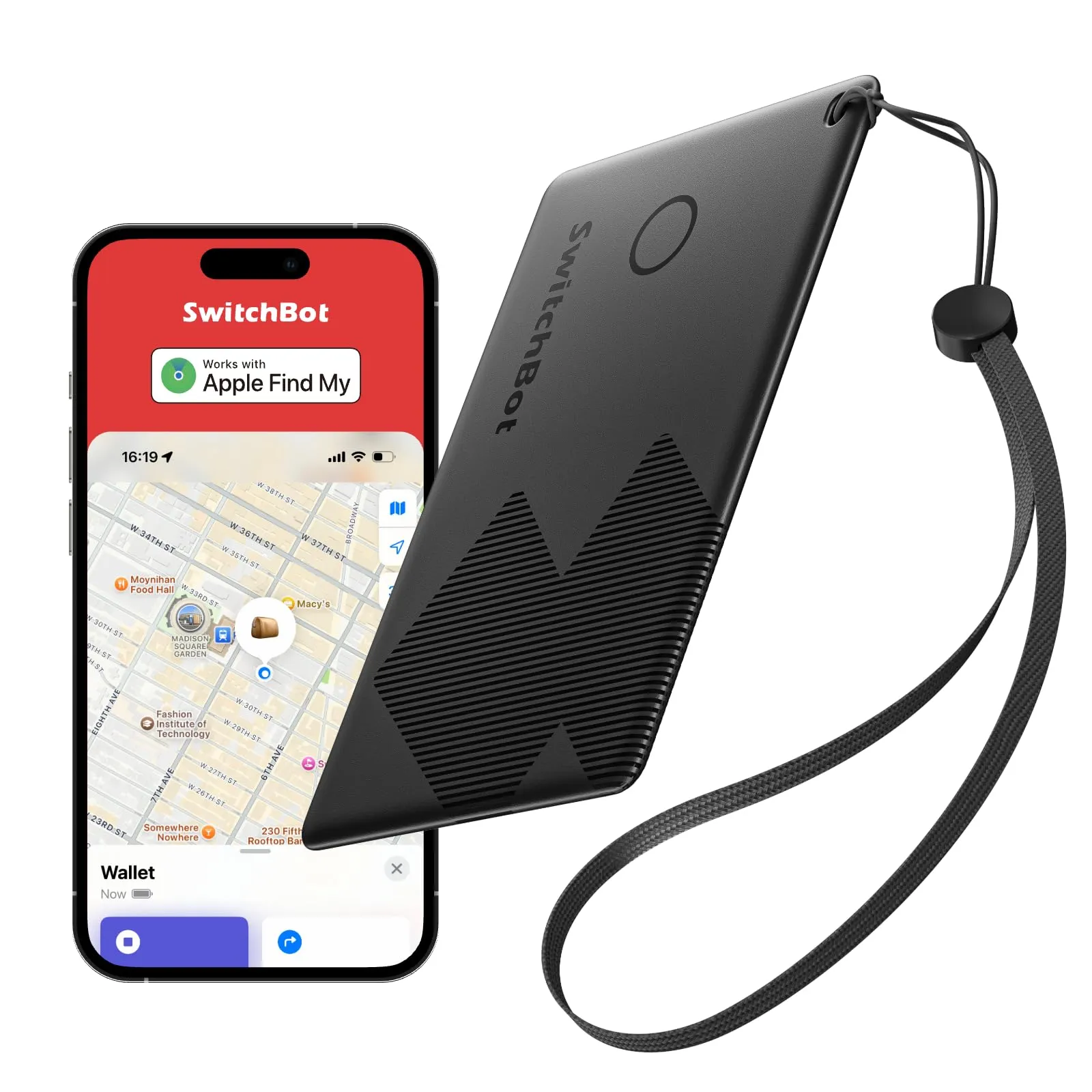 SwitchBot Wallet Finder Card - Localizzatore Smart Compatibile con Apple Find My