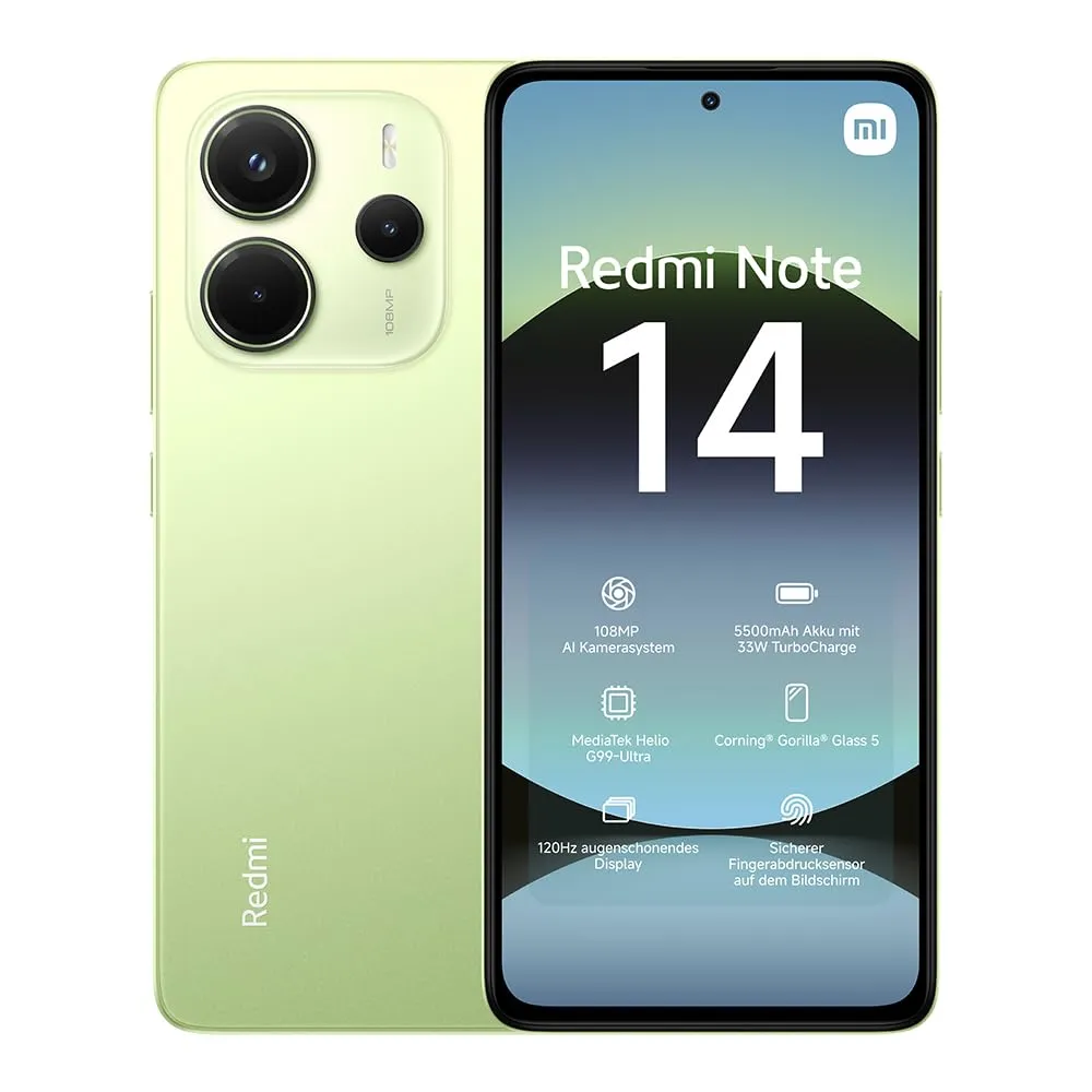 Xiaomi Redmi Note 14 Verde: Fotocamera AI 108MP, 8+256GB e Display 120Hz