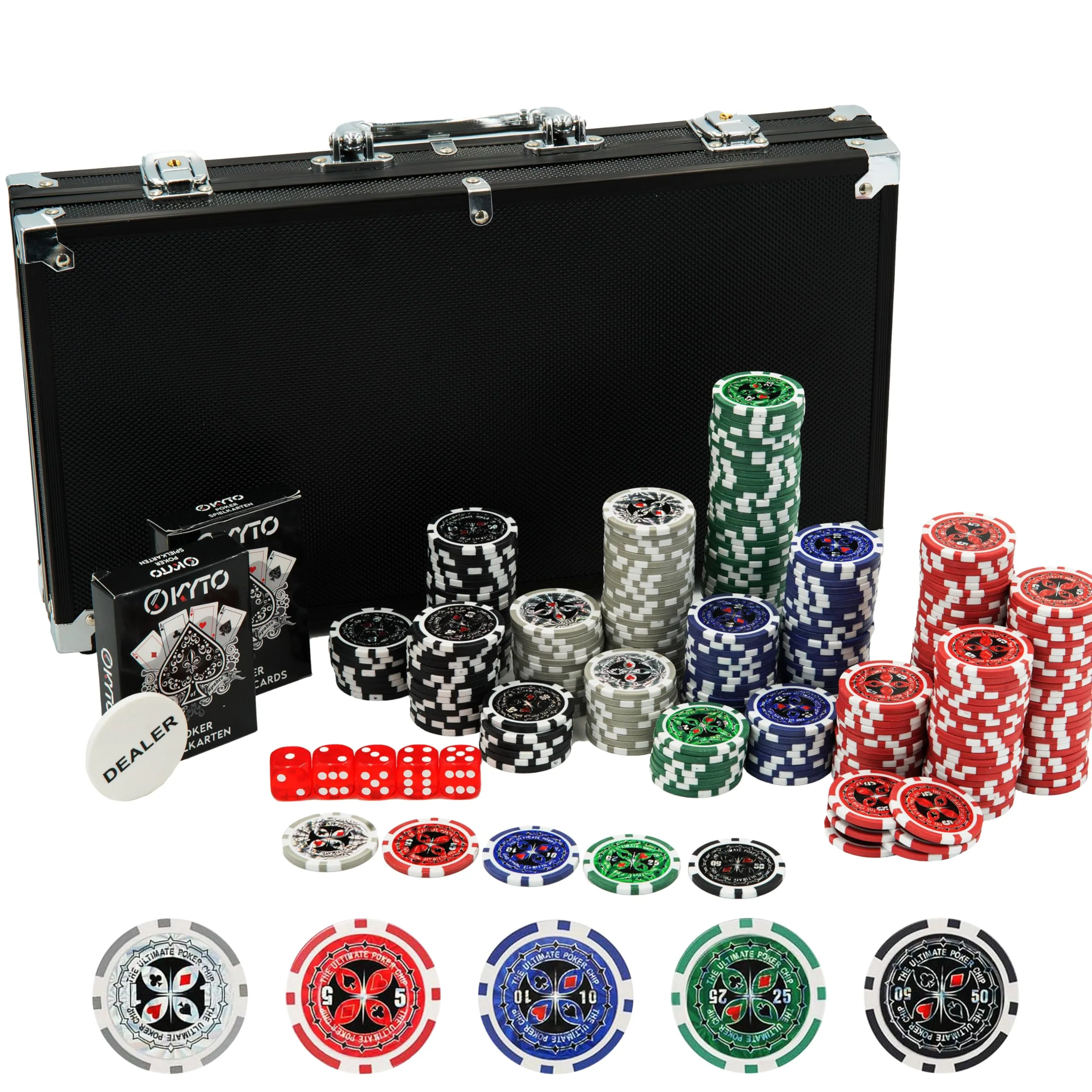Kyto Set da Poker 300 Pezzi con Valigetta, Chip e Carte
