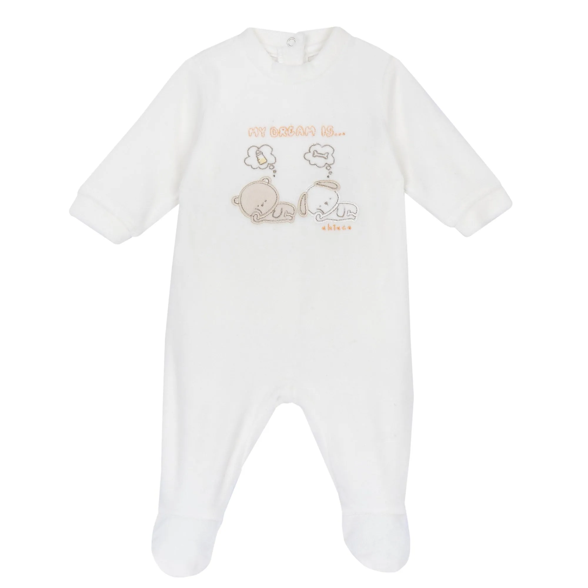 Chicco Tutina Girocollo in Ciniglia Neonata Bianco 1 Mese