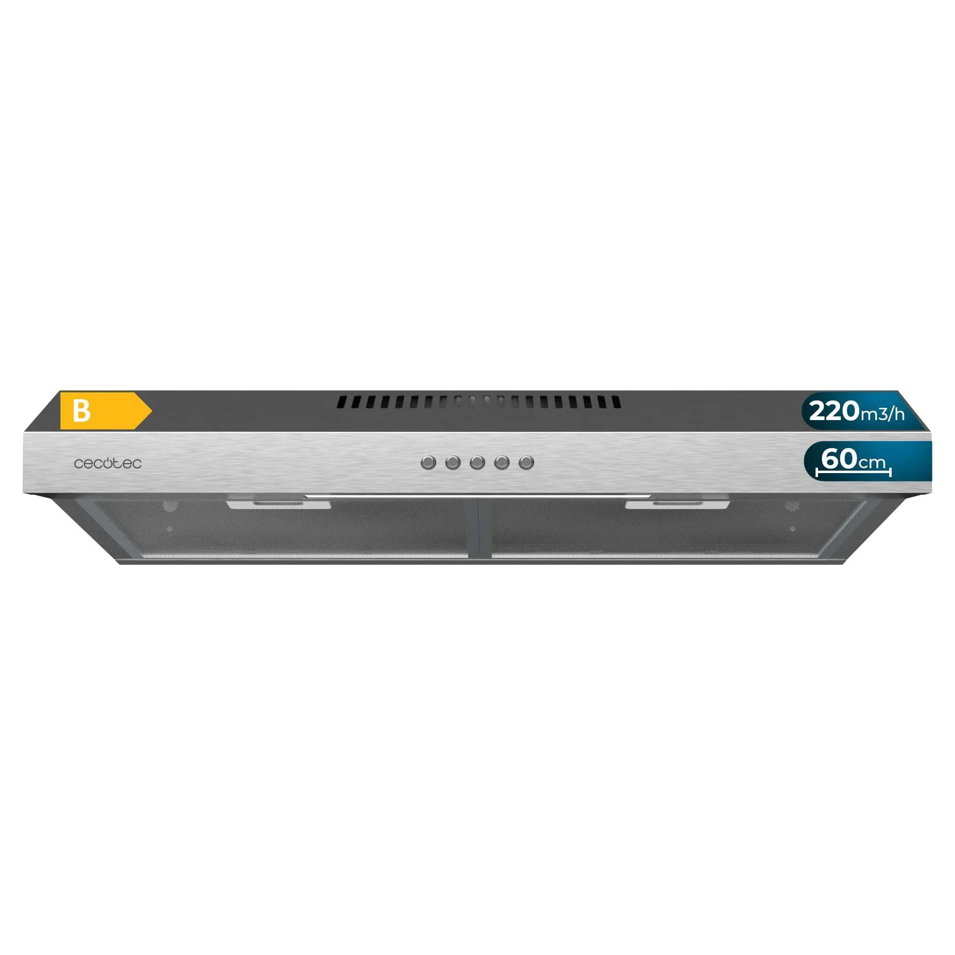Cappa Aspirante Cecotec Bolero Flux CM 602200 Inox B 60 cm