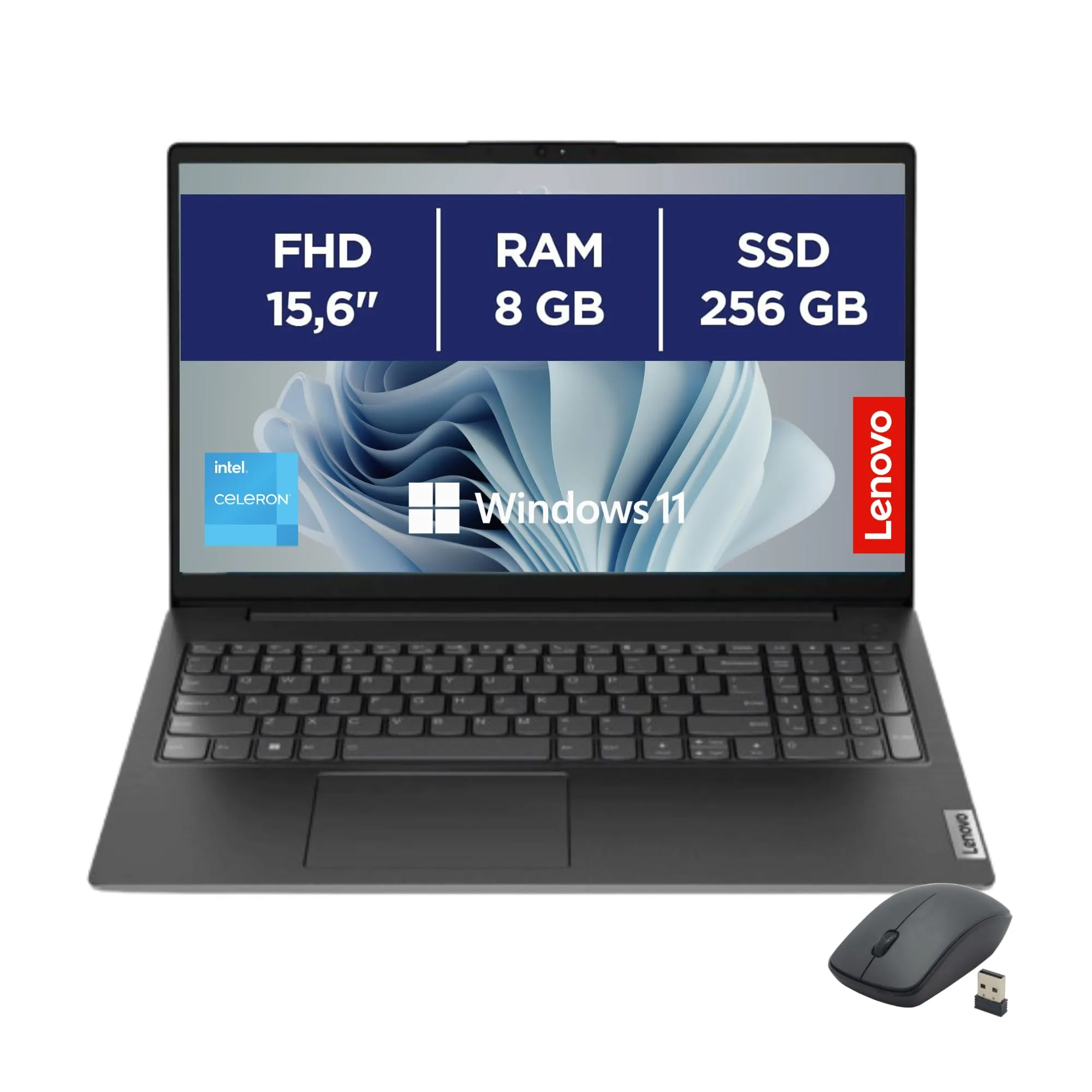 Lenovo Notebook 15.6" FHD, Intel N4500, 8GB RAM, 256GB SSD, Windows 11
