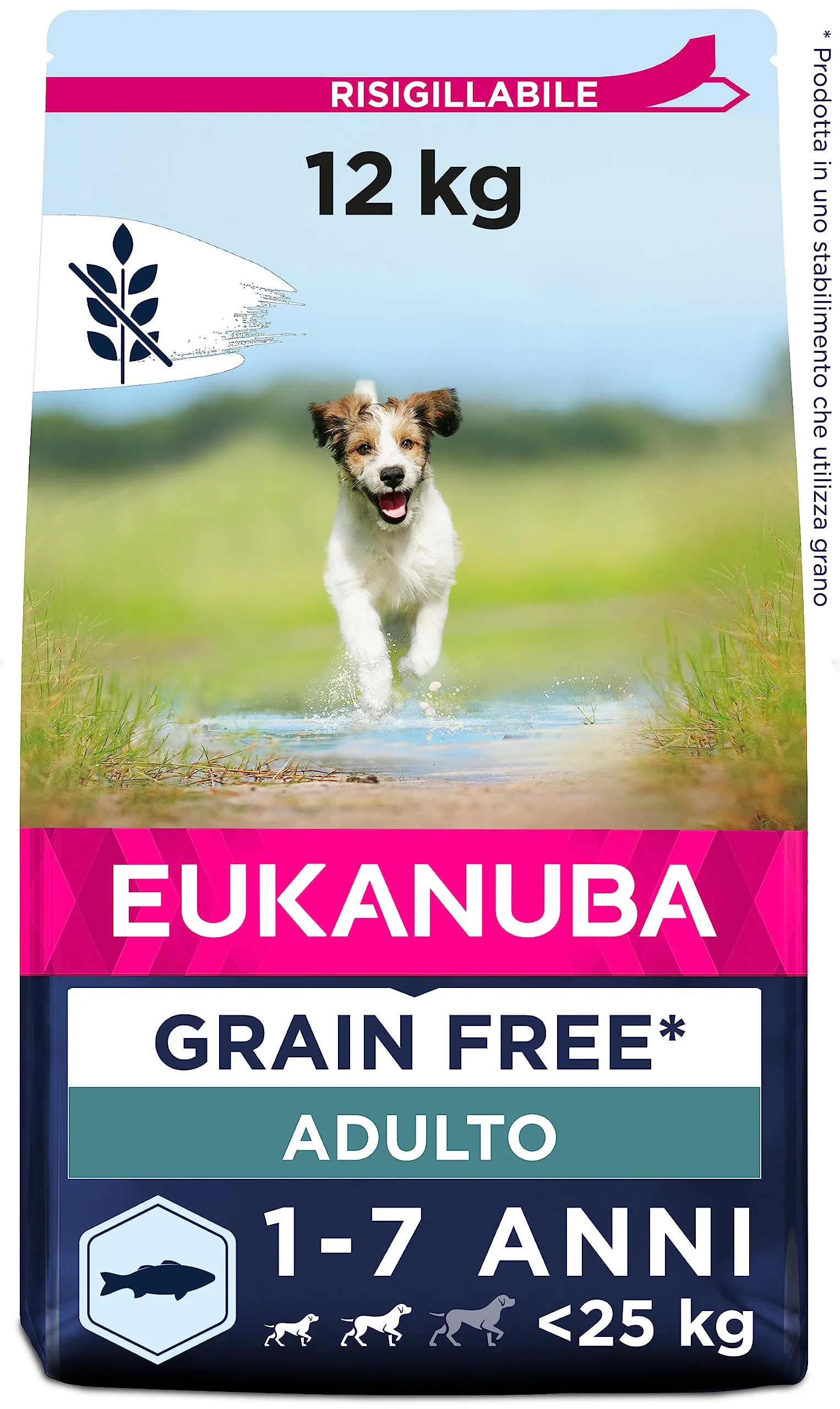 Eukanuba Grain Free* - Alimento per cani adulti di taglia piccola e media, Ricetta a basso contenuto di allergeni, 12 kg