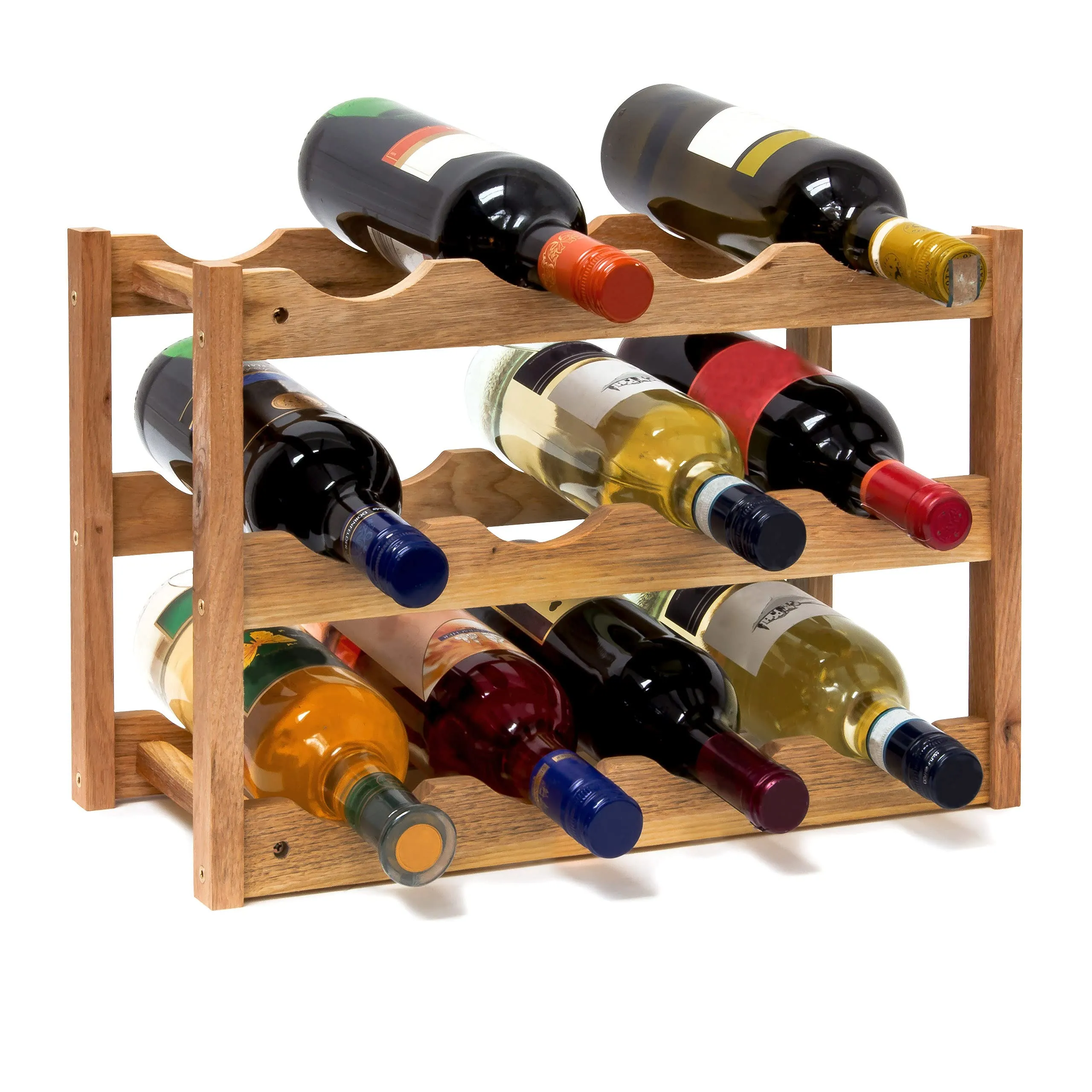 Relaxdays Portabottiglie di Vino in Legno di Noce per 12 Bottiglie