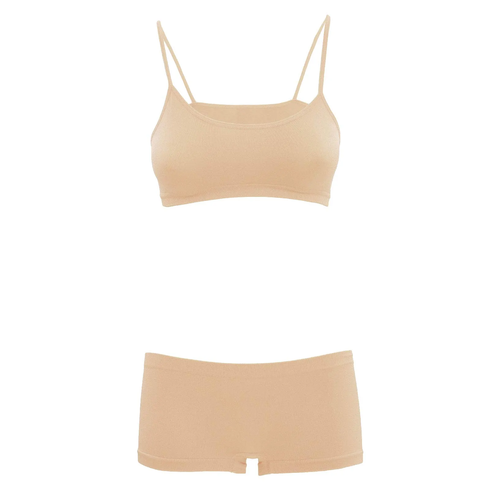 Toocool - Completo Intimo Bambina Danza Brassiere Reggiseno Pantaloncini LO-TZ078 Beige (Taglia 12/14)