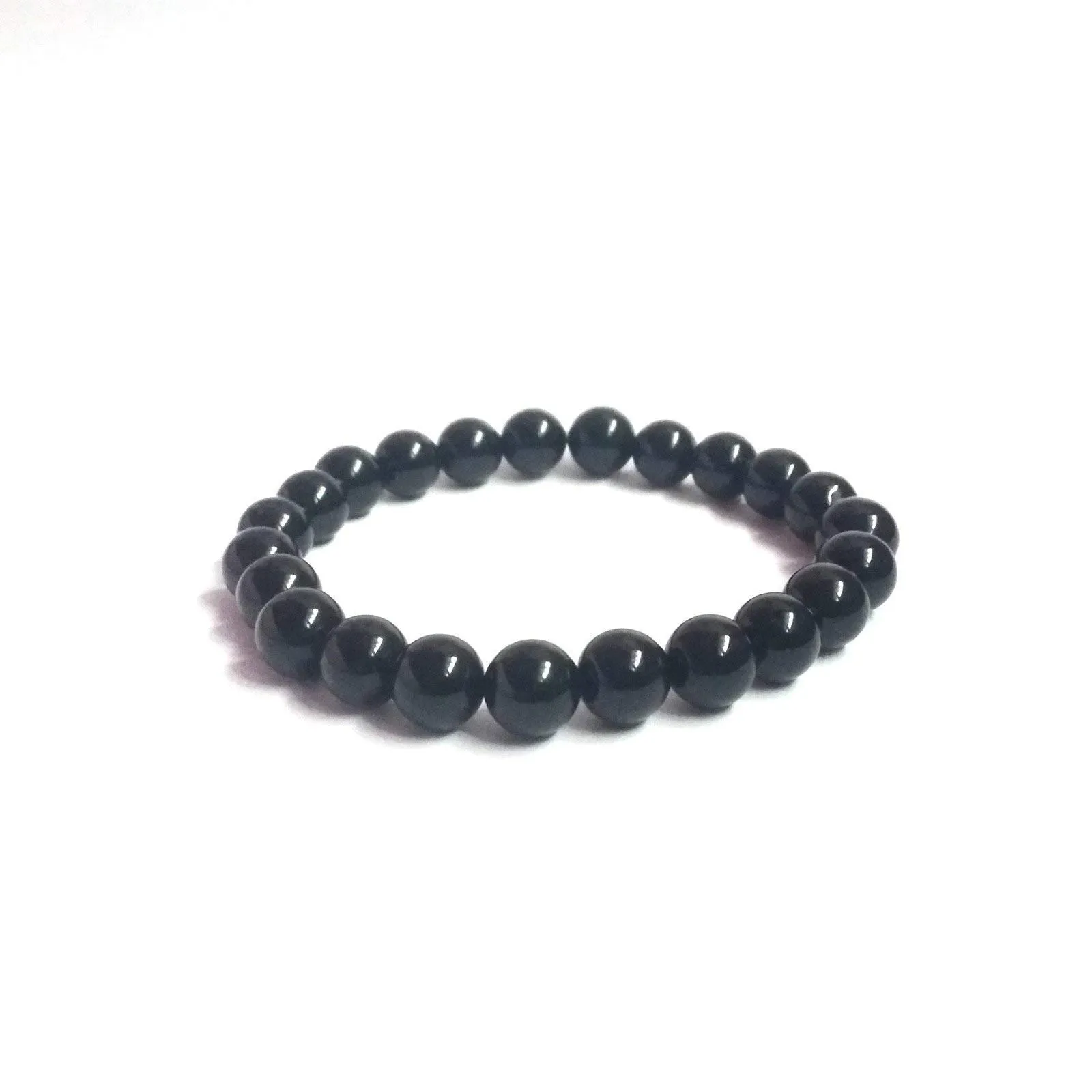 Bracciale Onice Nero Liscia Unisex - Eleganza Naturale Fatta a Mano