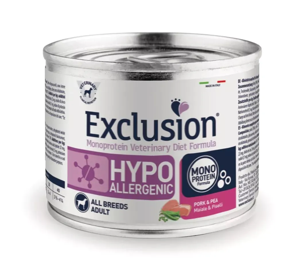 Exclusion Adult All Breeds Hypoallergenic Maiale e Piselli - Alimento Umido per Cani