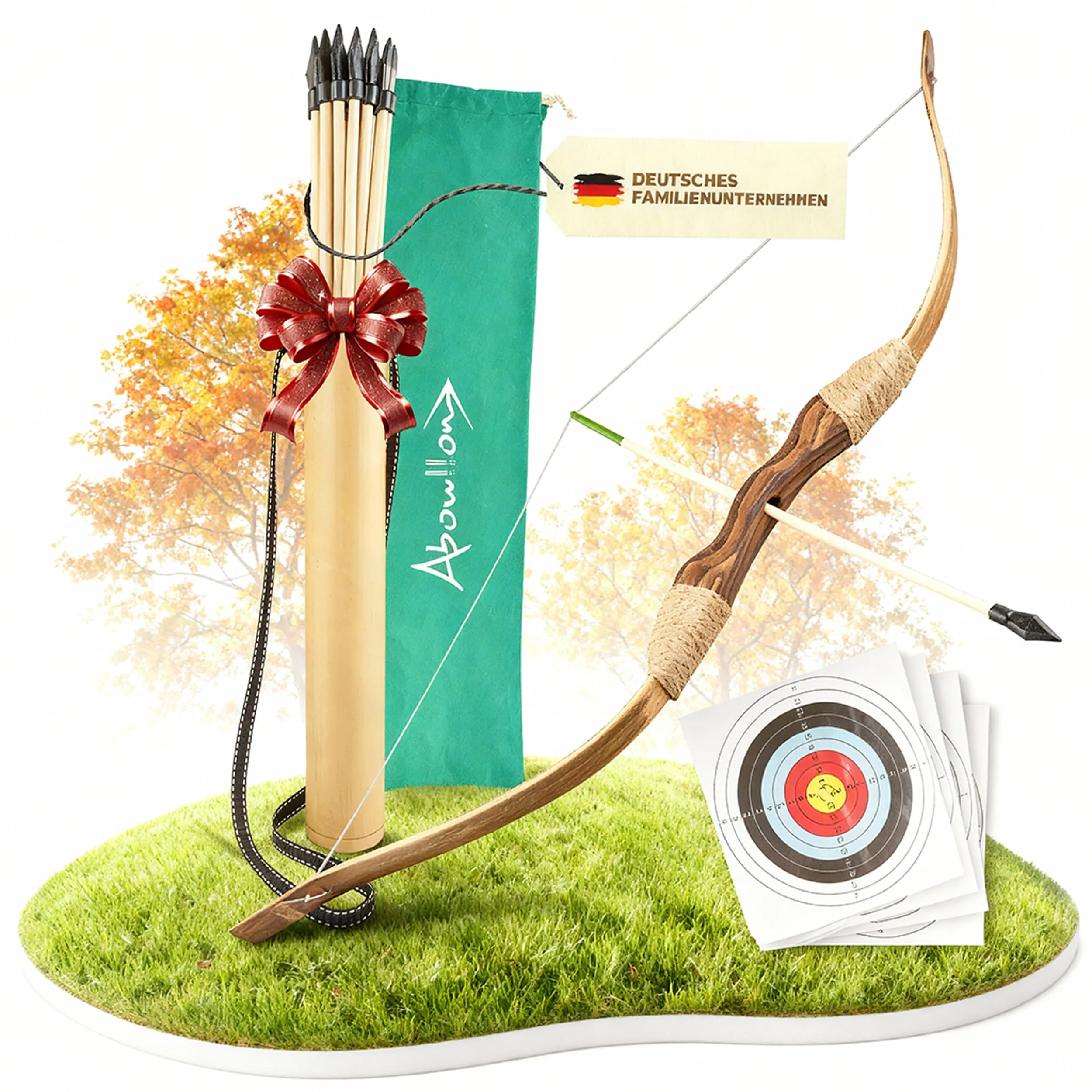 Abowllon® Set Arco e Frecce in Legno per Bambini