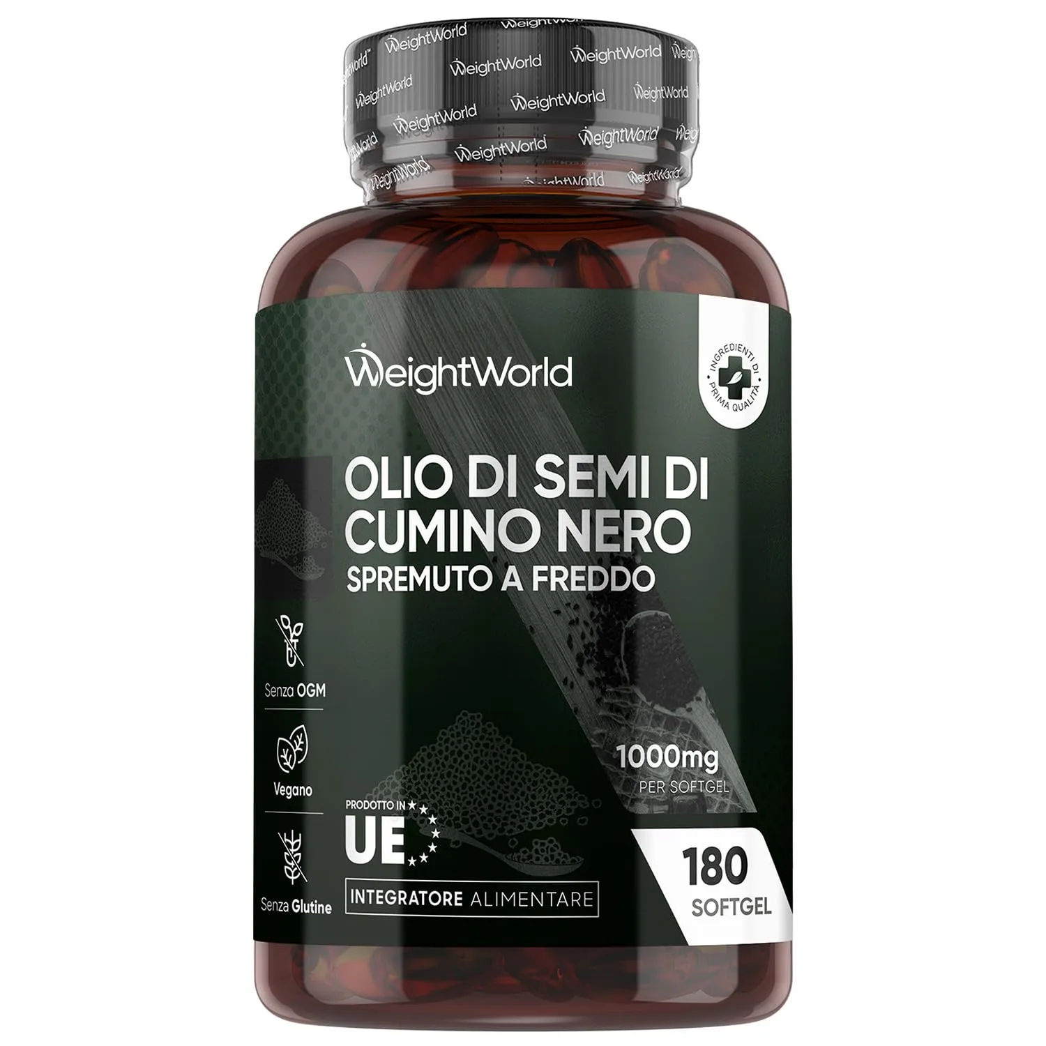 Olio di Cumino Nero Vegano 1000mg - 180 Capsule Molli WeightWorld