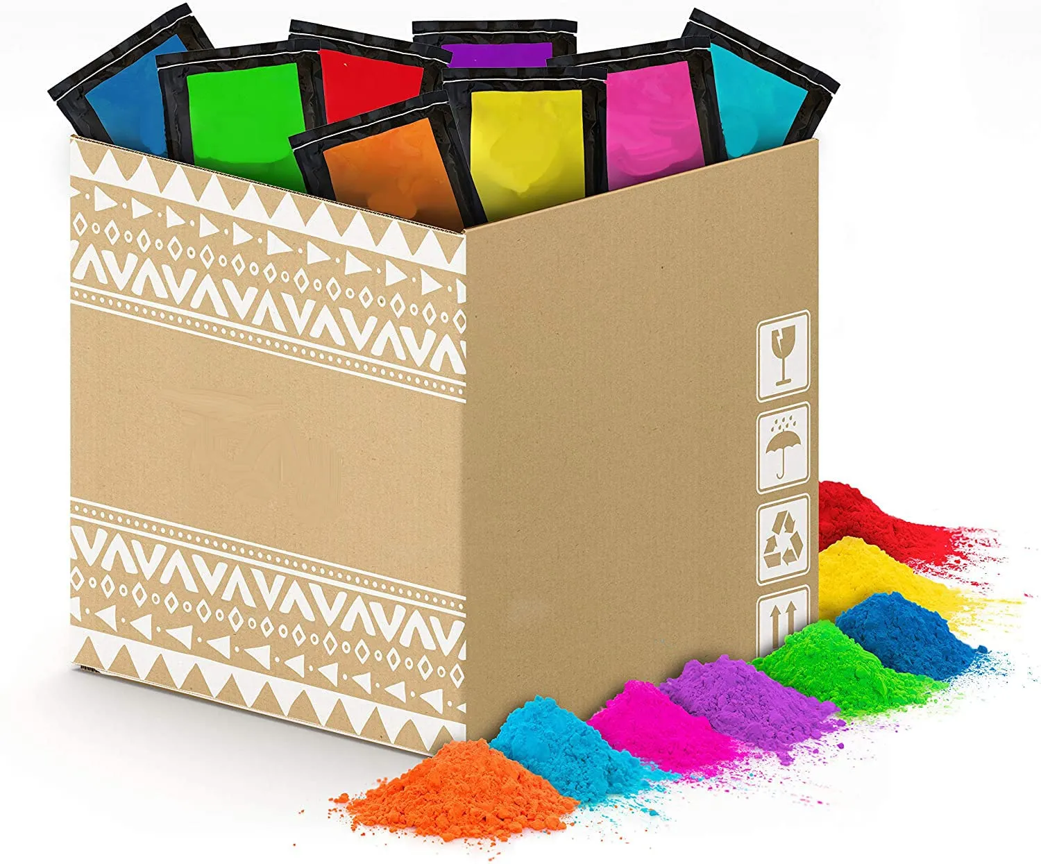 ANFEL Polvere Colorata Holi - 8 kg di Colori Misti (80 Sacchetti da 100g)