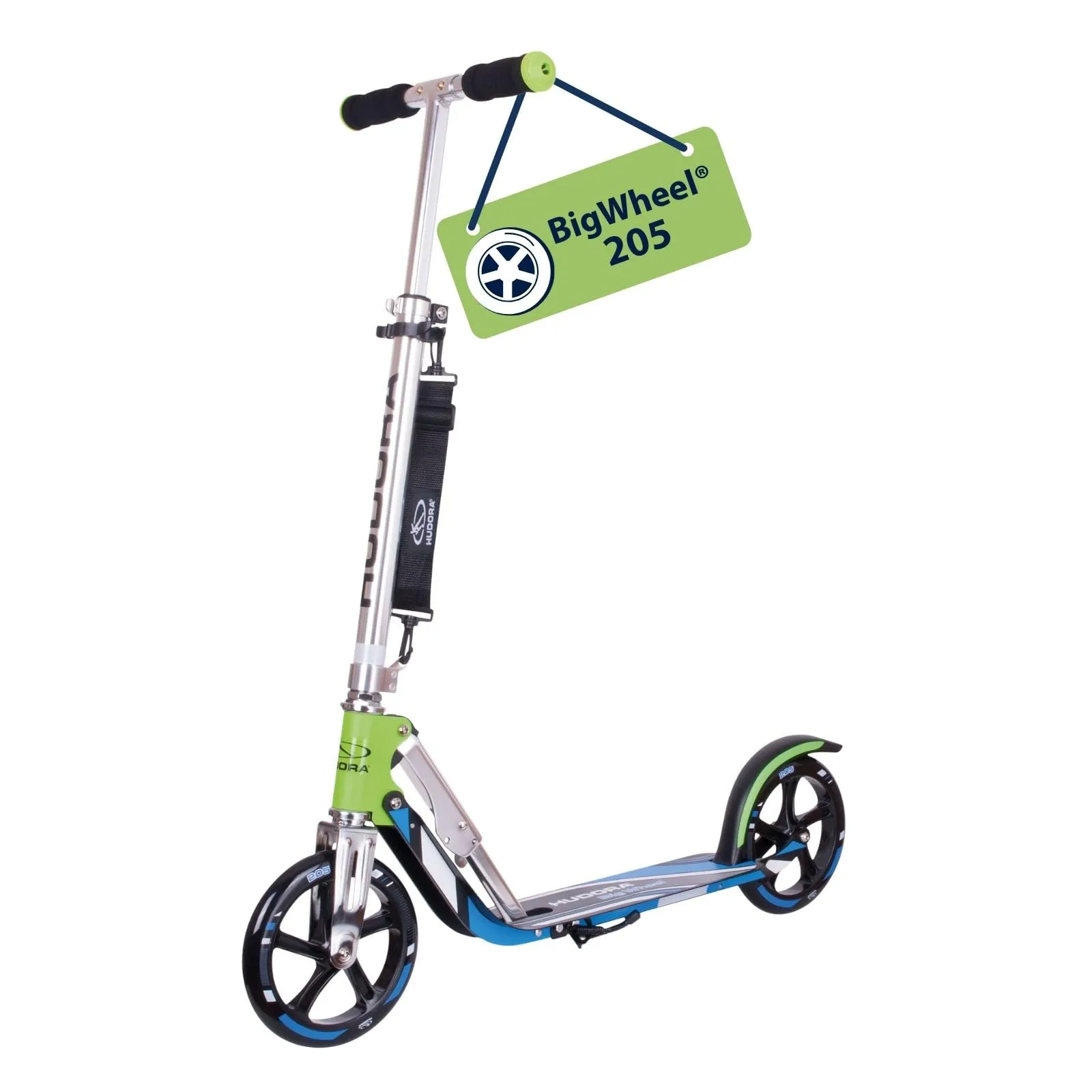 Monopattino Alluminio Hudora Big Wheel 205 Verde/Blu