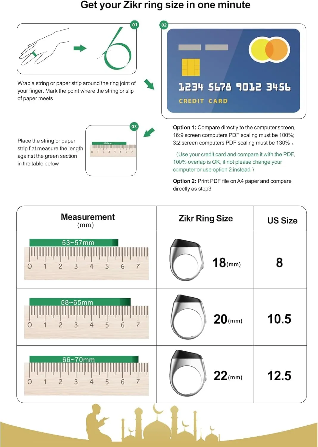 Anello Contatore Digitale Tasbih Smart Shengyi per Musulmani - Misura 18mm