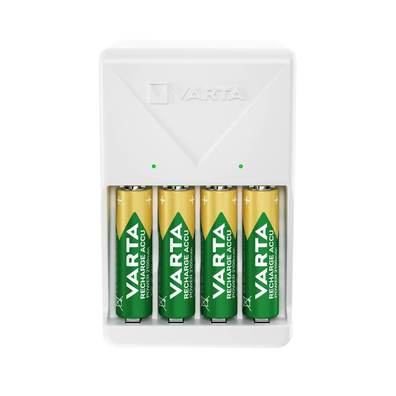 VARTA Caricabatterie Plug Charger con 4 Batterie AA 2100mAh