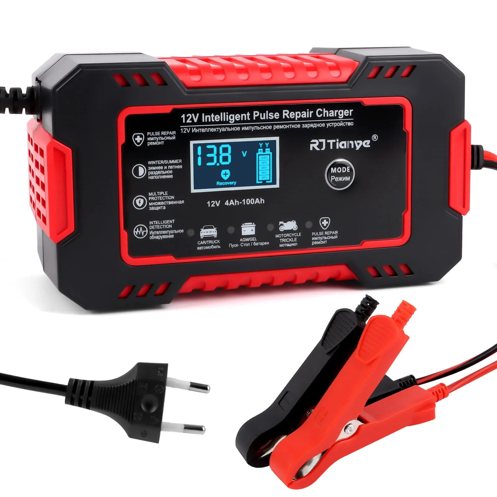 Caricabatteria Auto 6A 12V con Schermo LCD Intelligente