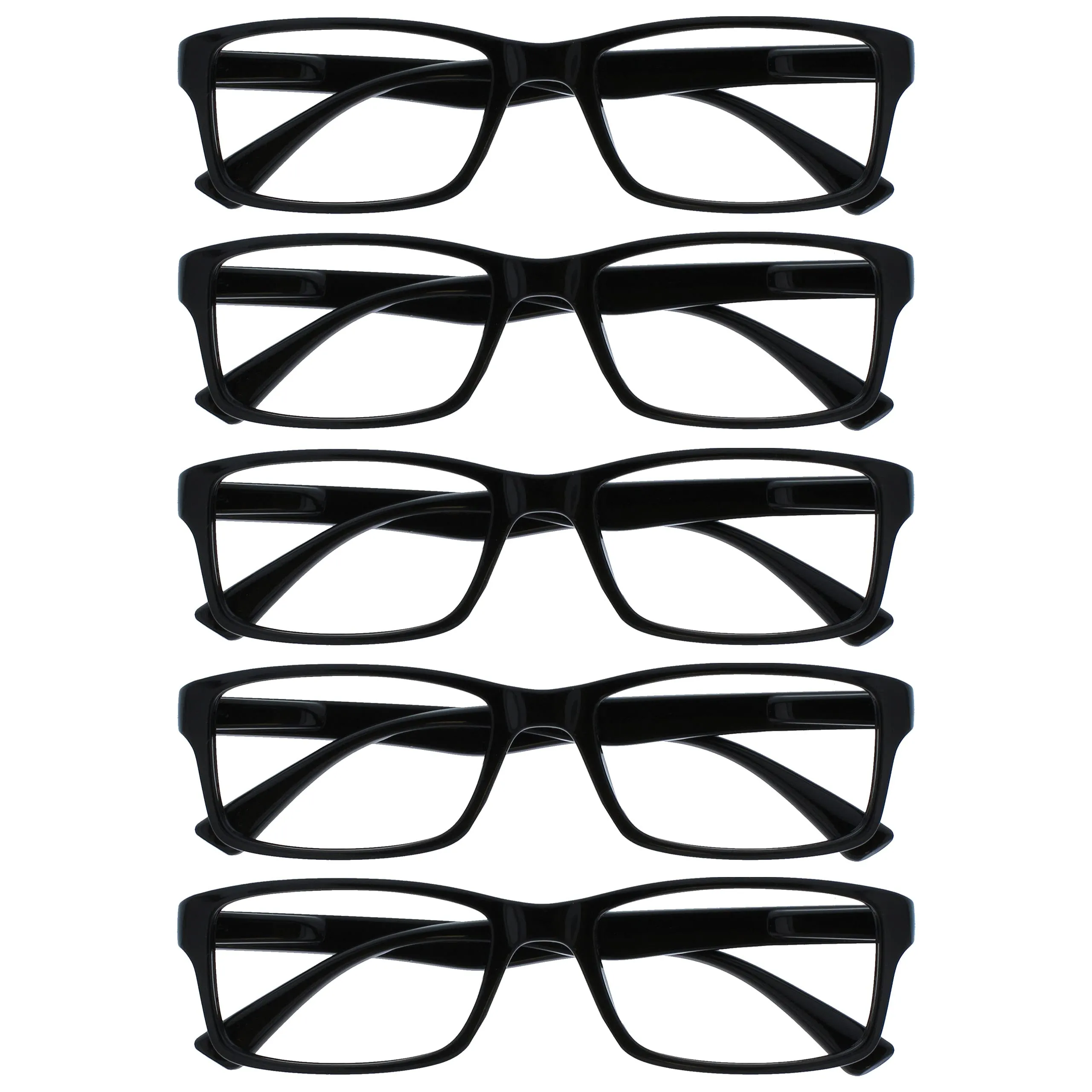 Opulize Occhiali da Lettura Stile Designer - Pacco da 5, Nero, +2.0 Diottrie